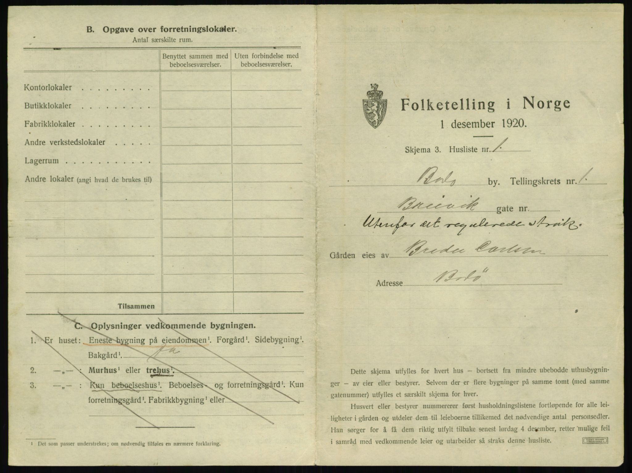 SAT, 1920 census for Bodø, 1920, p. 41