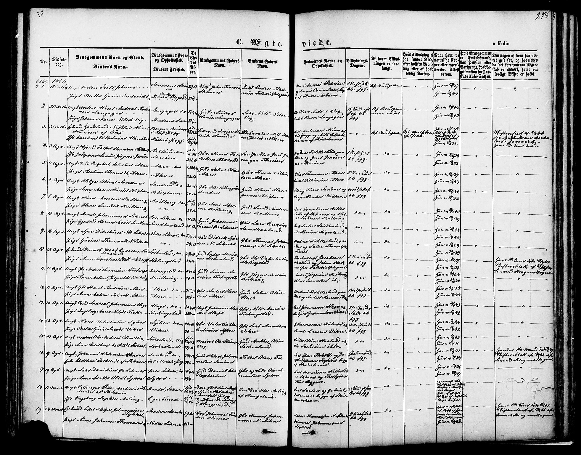 Skudenes sokneprestkontor, AV/SAST-A -101849/H/Ha/Haa/L0006: Parish register (official) no. A 4, 1864-1881, p. 278