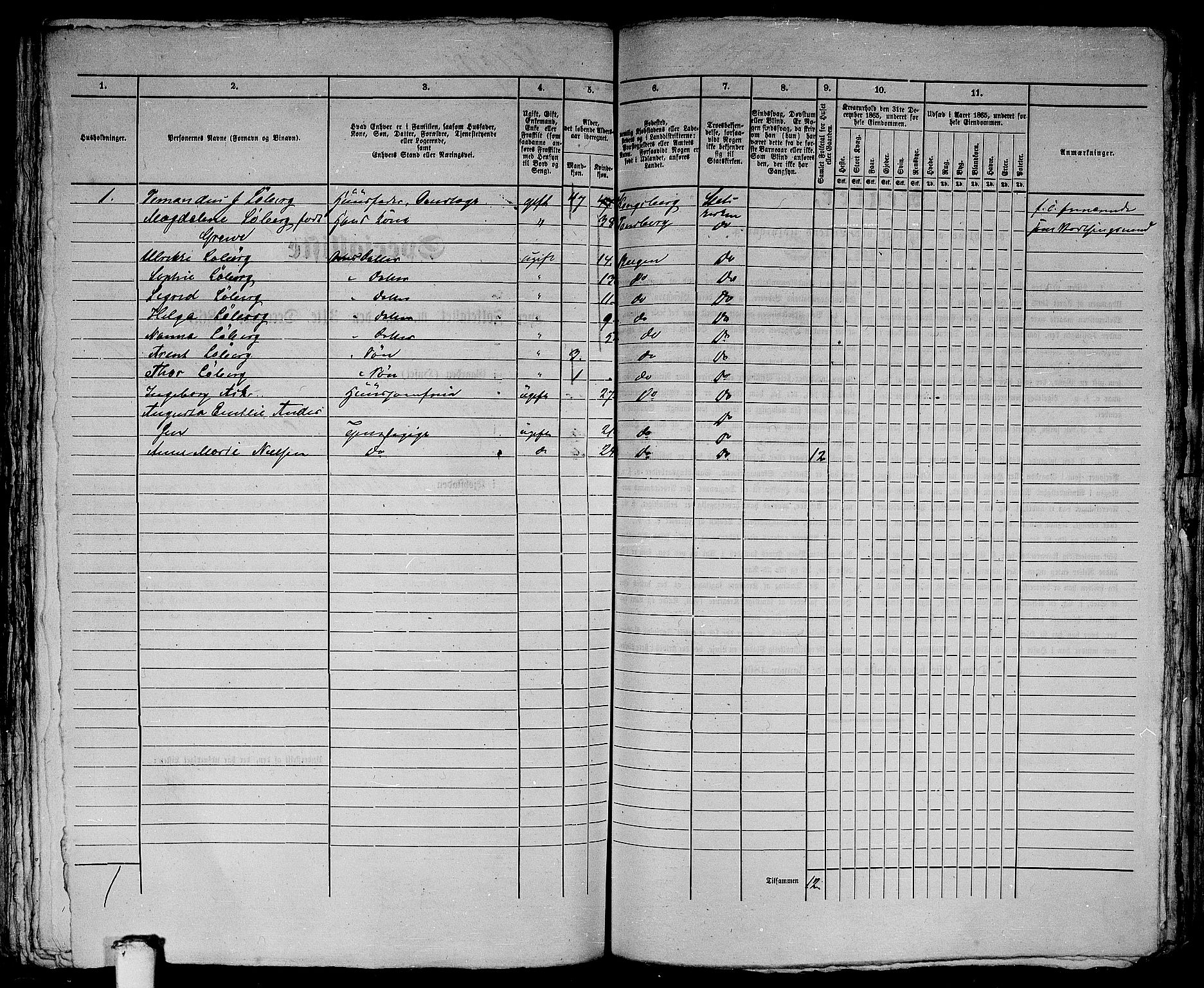 RA, 1865 census for Bergen, 1865, p. 3452