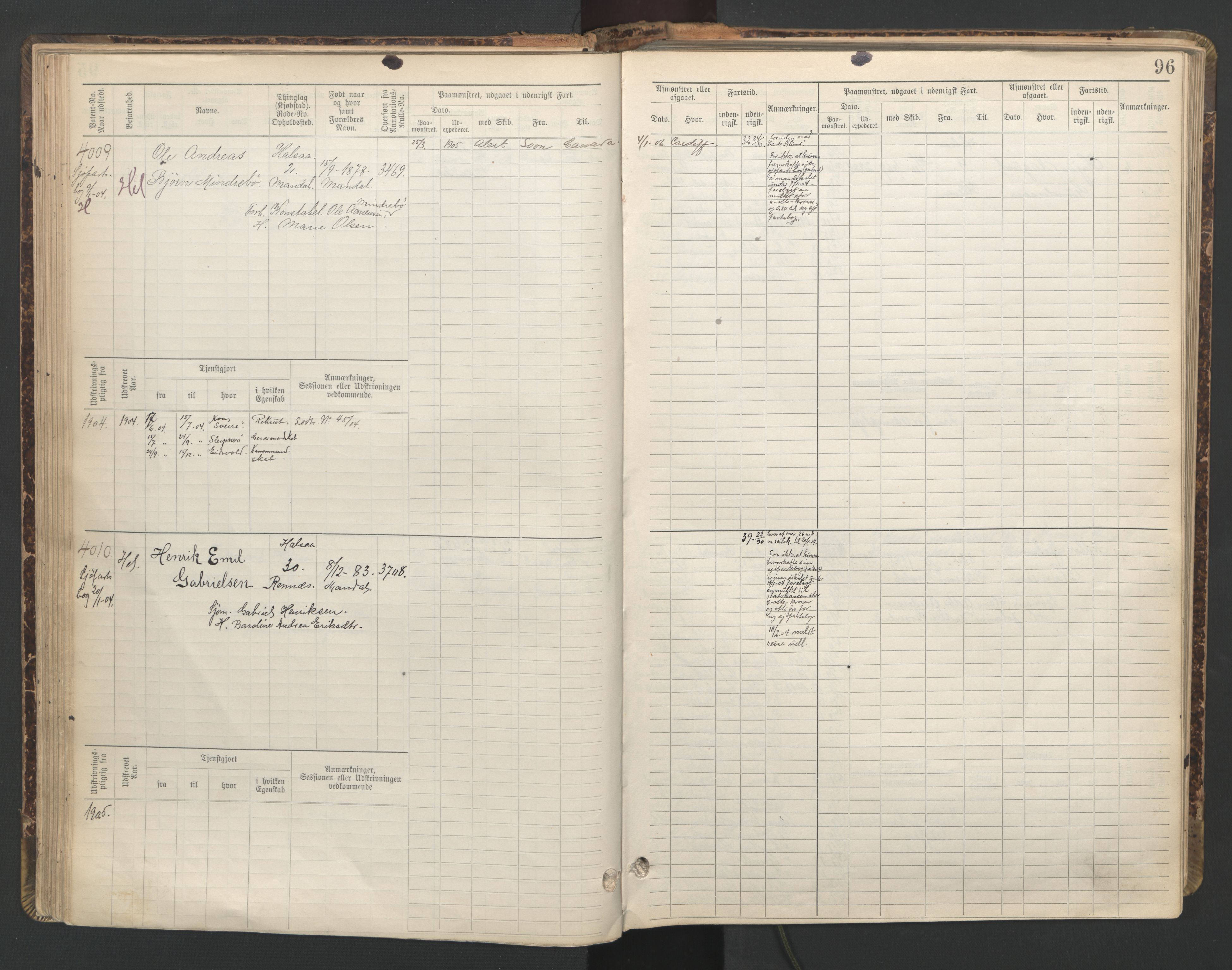 Mandal mønstringskrets, AV/SAK-2031-0016/F/Fb/L0016: Hovedrulle nr 3820-4582, Y-25, 1898-1948, p. 97