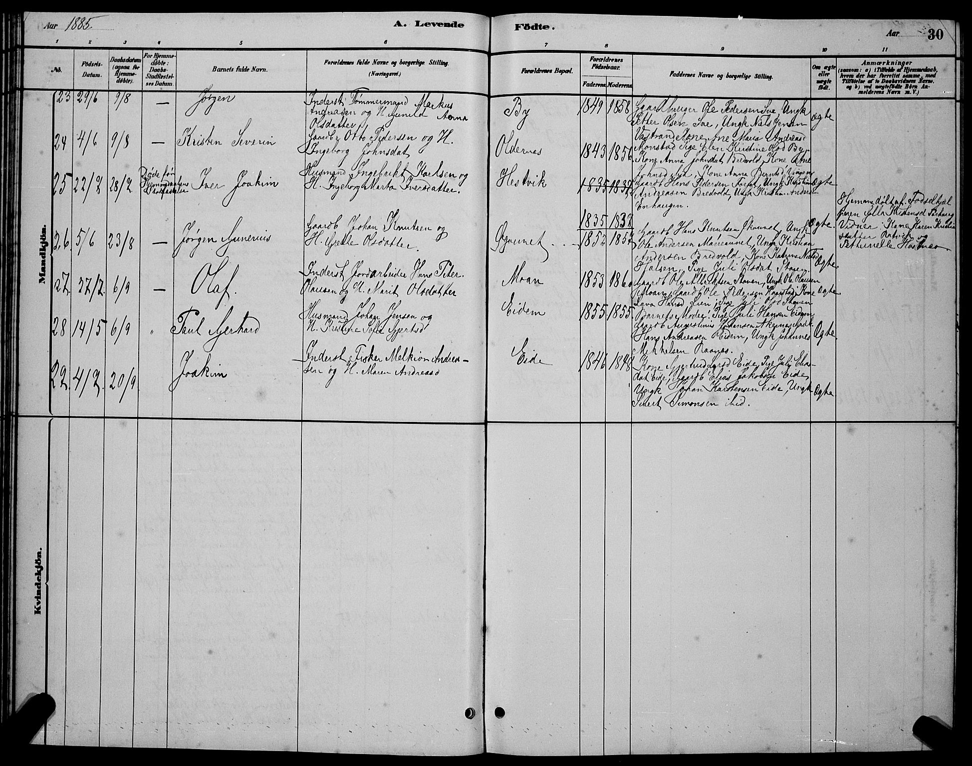 Ministerialprotokoller, klokkerbøker og fødselsregistre - Sør-Trøndelag, SAT/A-1456/655/L0687: Parish register (copy) no. 655C03, 1880-1898, p. 30