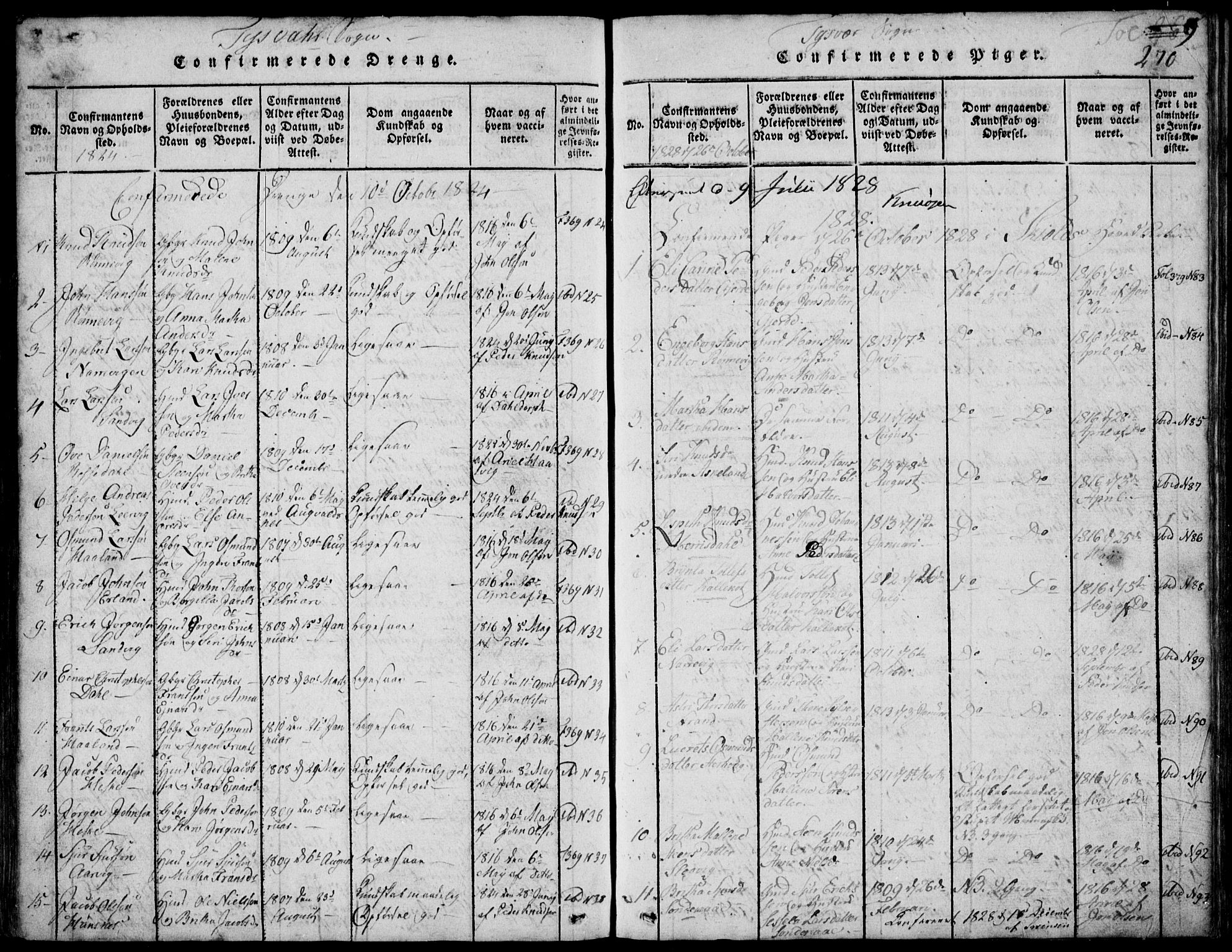 Skjold sokneprestkontor, SAST/A-101847/H/Ha/Hab/L0002: Parish register (copy) no. B 2 /1, 1815-1830, p. 270
