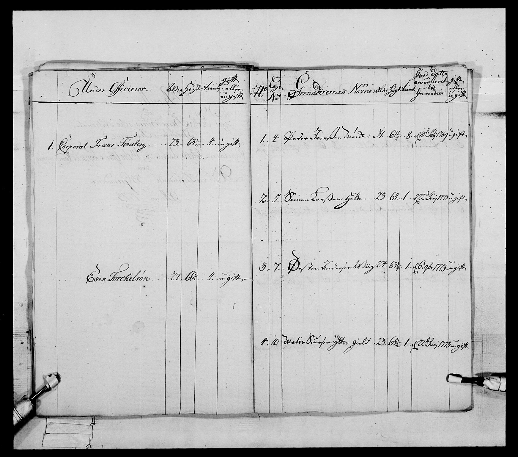 Generalitets- og kommissariatskollegiet, Det kongelige norske kommissariatskollegium, AV/RA-EA-5420/E/Eh/L0089: 1. Bergenhusiske nasjonale infanteriregiment, 1769-1773, p. 411