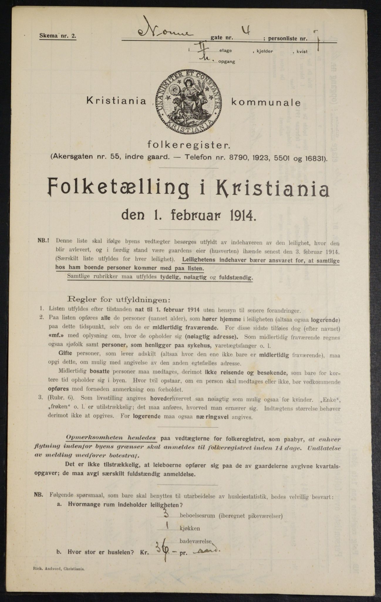 OBA, Municipal Census 1914 for Kristiania, 1914, p. 71382