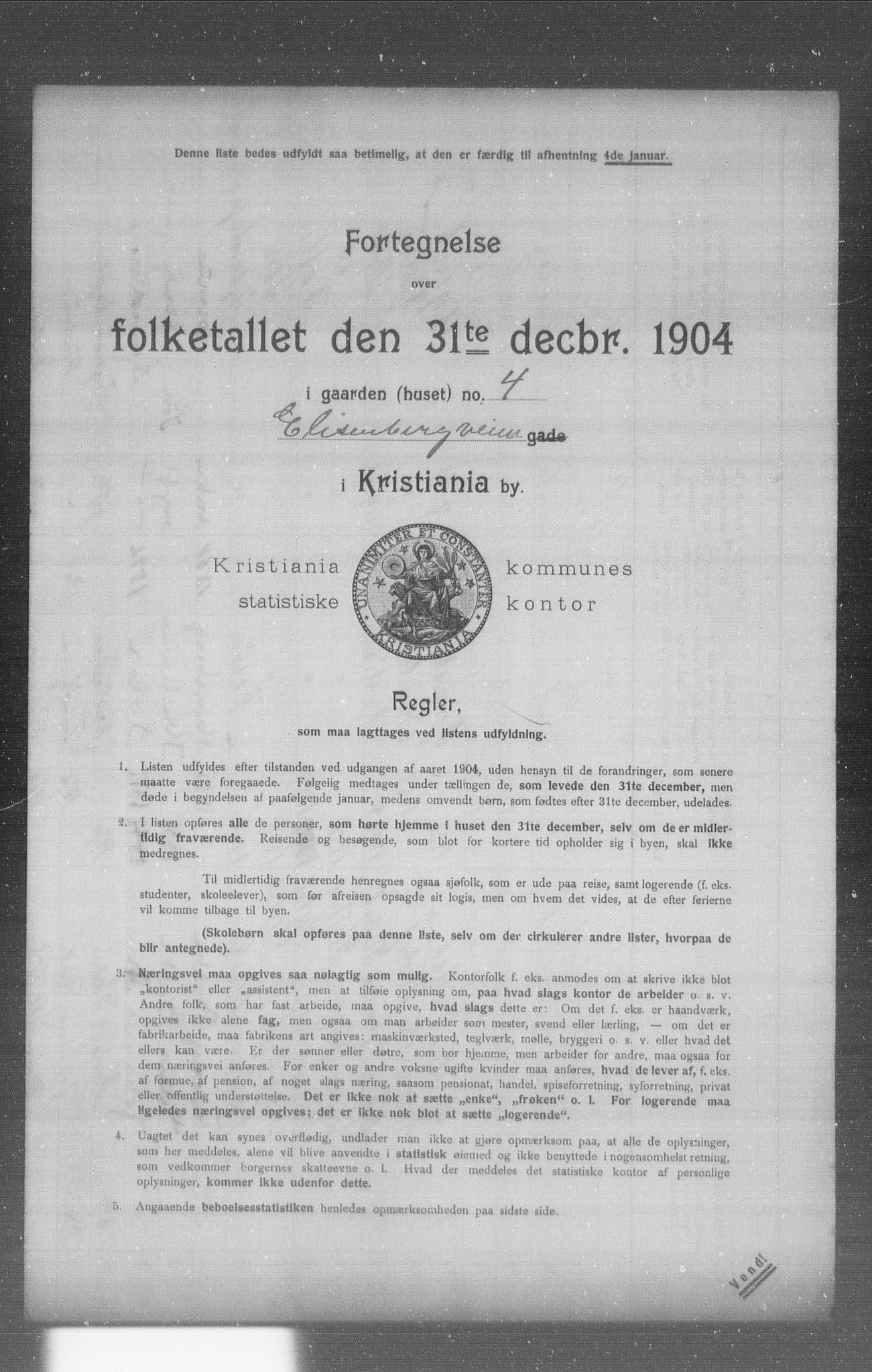 OBA, Municipal Census 1904 for Kristiania, 1904, p. 4091