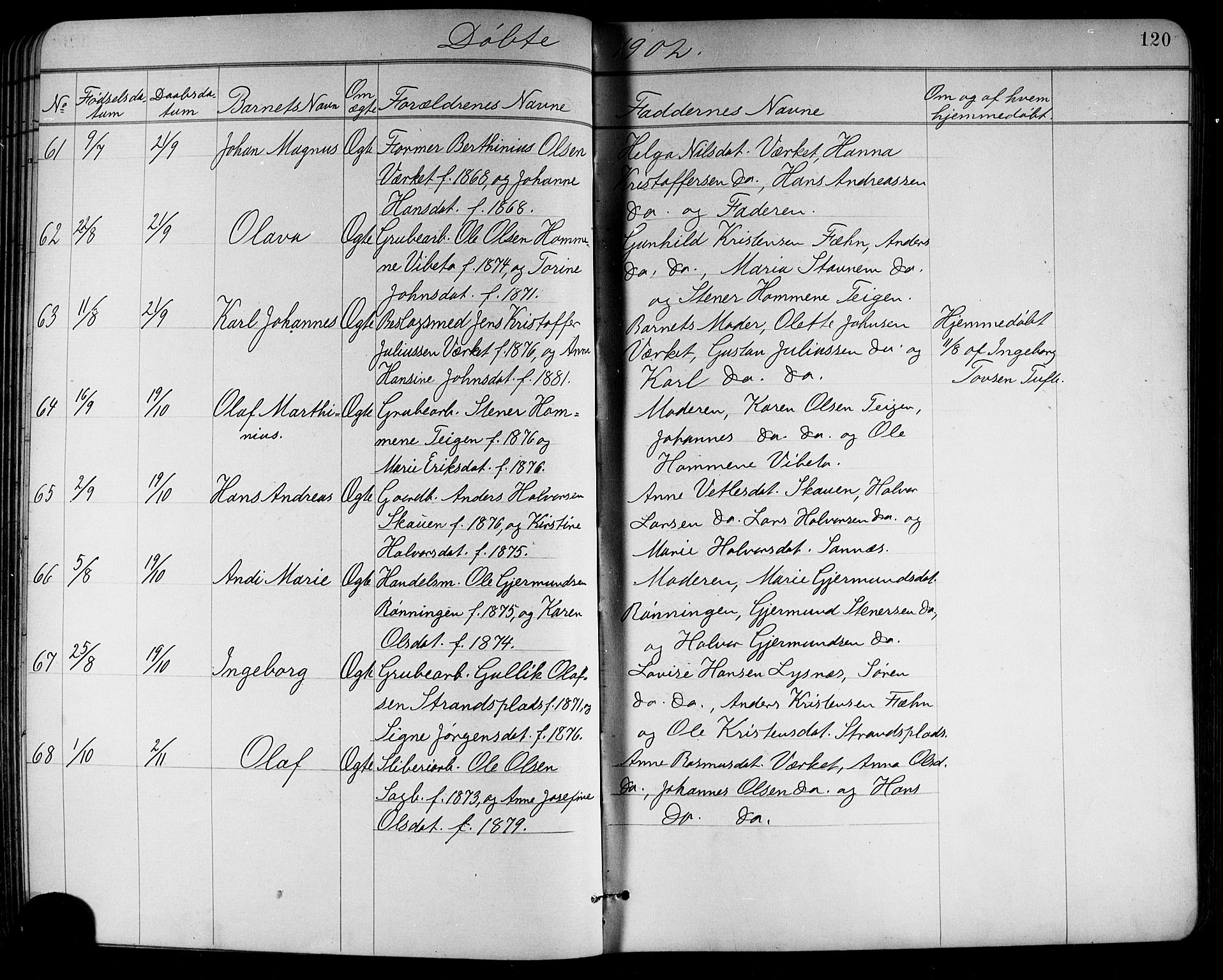 Holla kirkebøker, SAKO/A-272/G/Ga/L0005: Parish register (copy) no. I 5, 1891-1917, p. 120