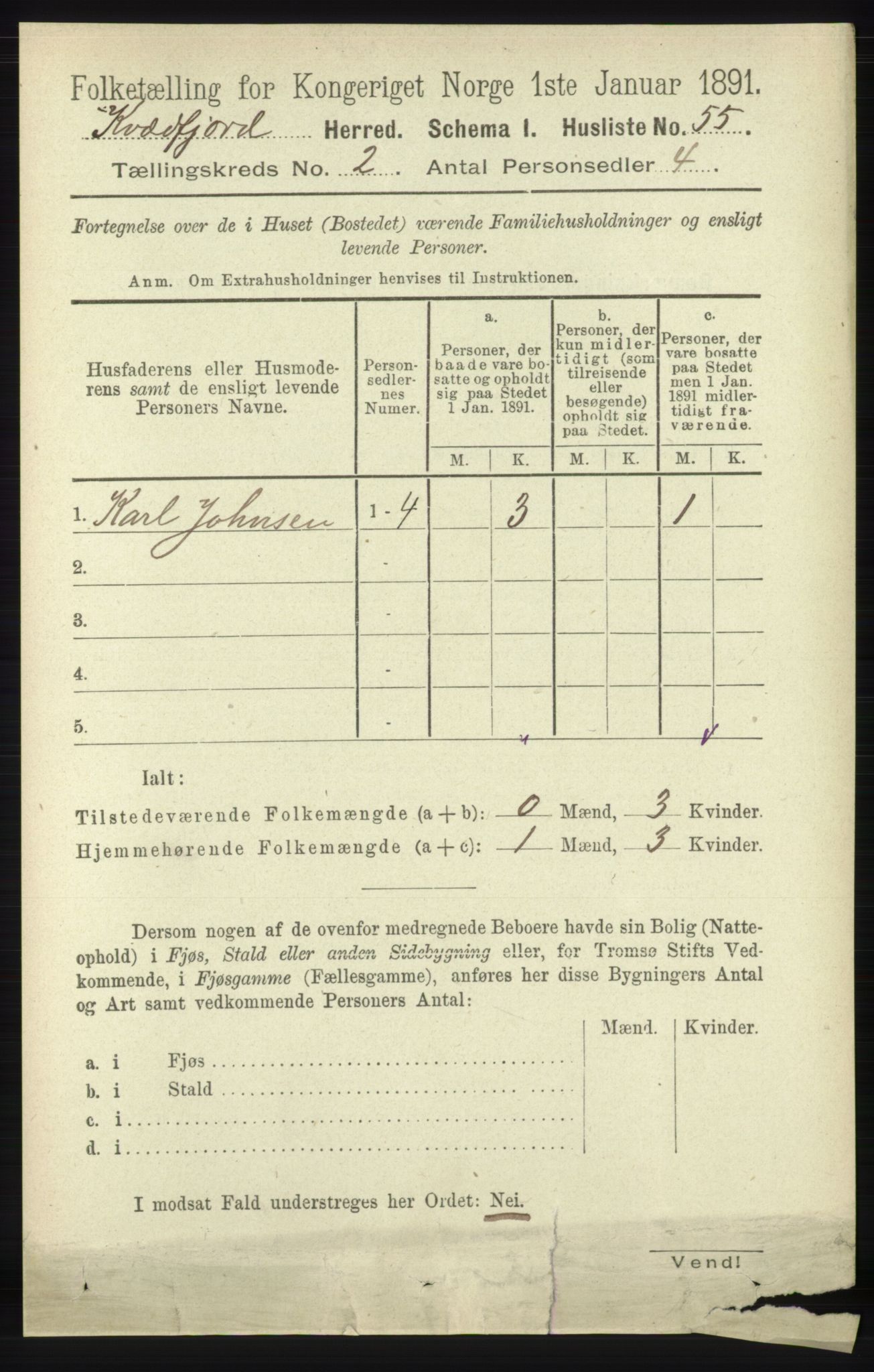 RA, 1891 census for 1911 Kvæfjord, 1891, p. 682