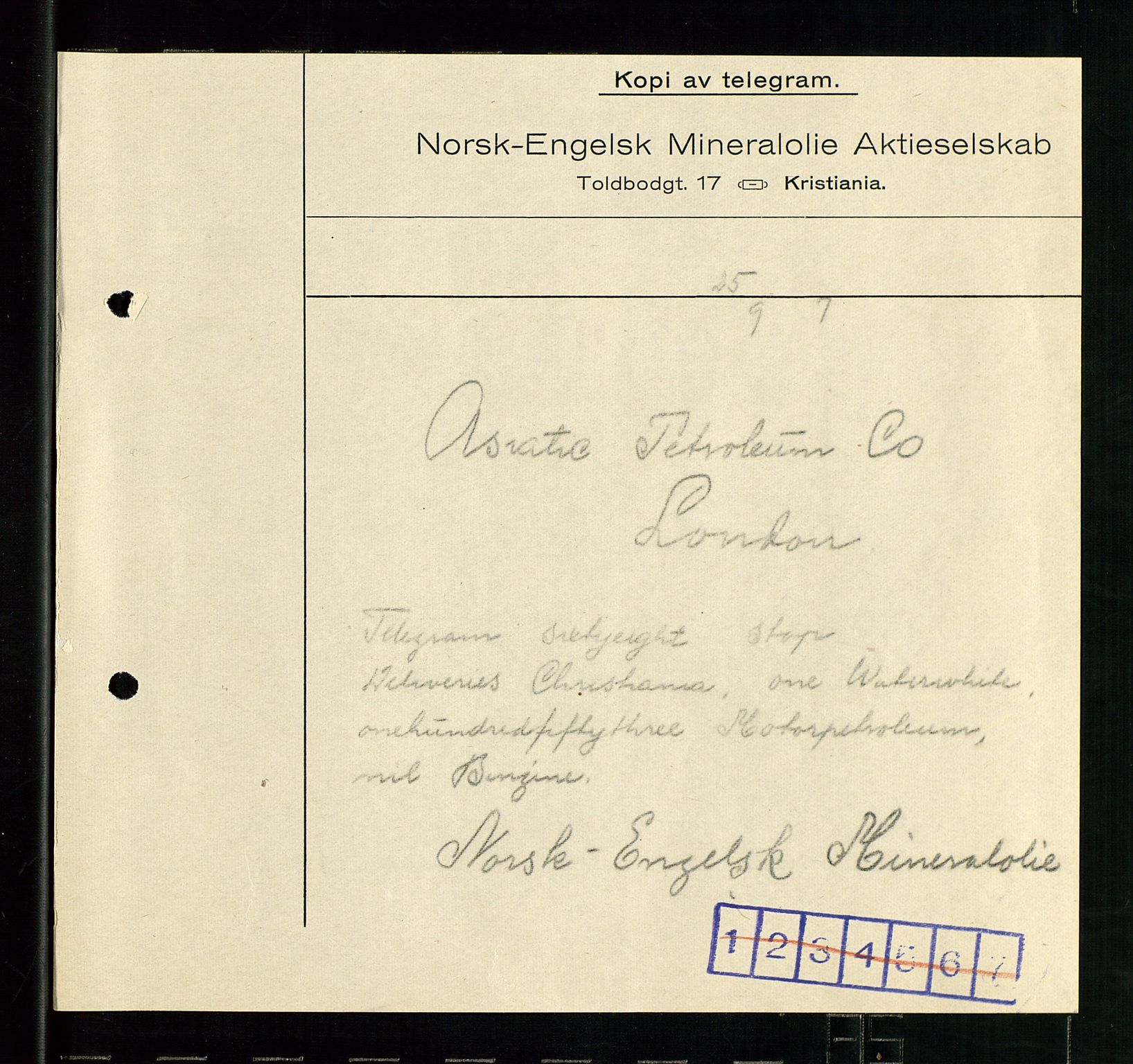 Pa 1521 - A/S Norske Shell, AV/SAST-A-101915/E/Ea/Eaa/L0001: Sjefskorrespondanse, 1917, p. 181