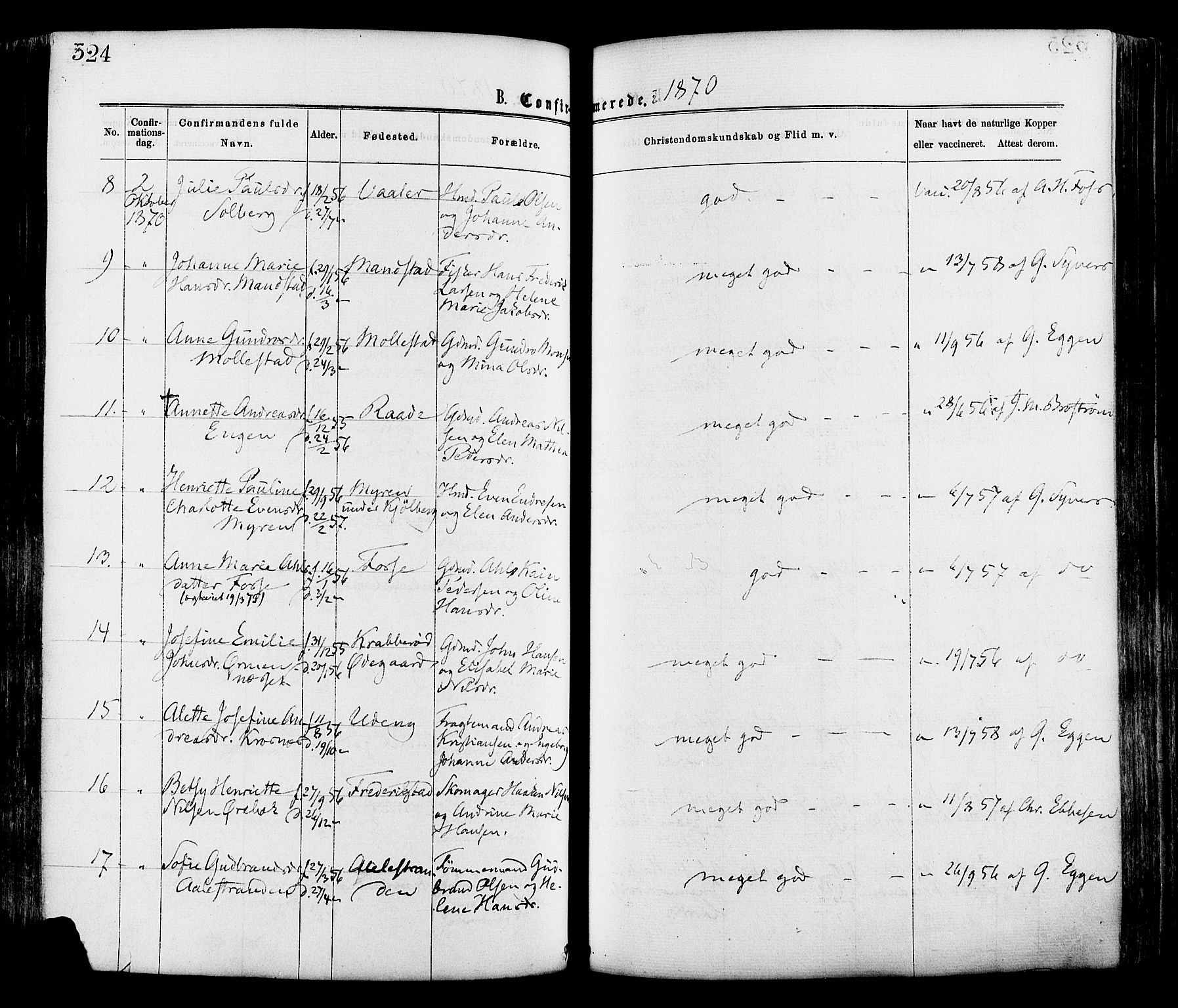 Onsøy prestekontor Kirkebøker, AV/SAO-A-10914/F/Fa/L0004: Parish register (official) no. I 4, 1861-1877, p. 324