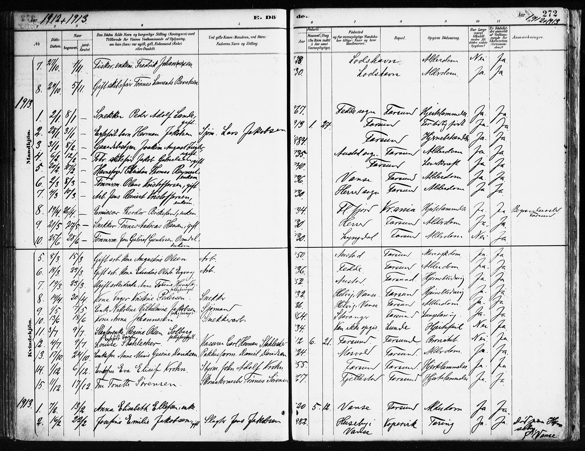 Farsund sokneprestkontor, SAK/1111-0009/F/Fa/L0006: Parish register (official) no. A 6, 1887-1920, p. 272