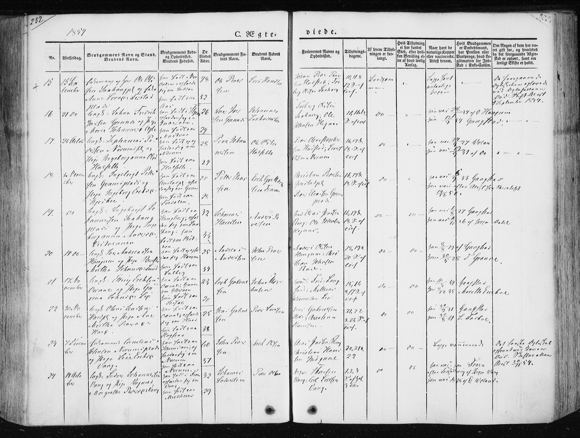 Ministerialprotokoller, klokkerbøker og fødselsregistre - Nord-Trøndelag, AV/SAT-A-1458/730/L0280: Parish register (official) no. 730A07 /1, 1840-1854, p. 252