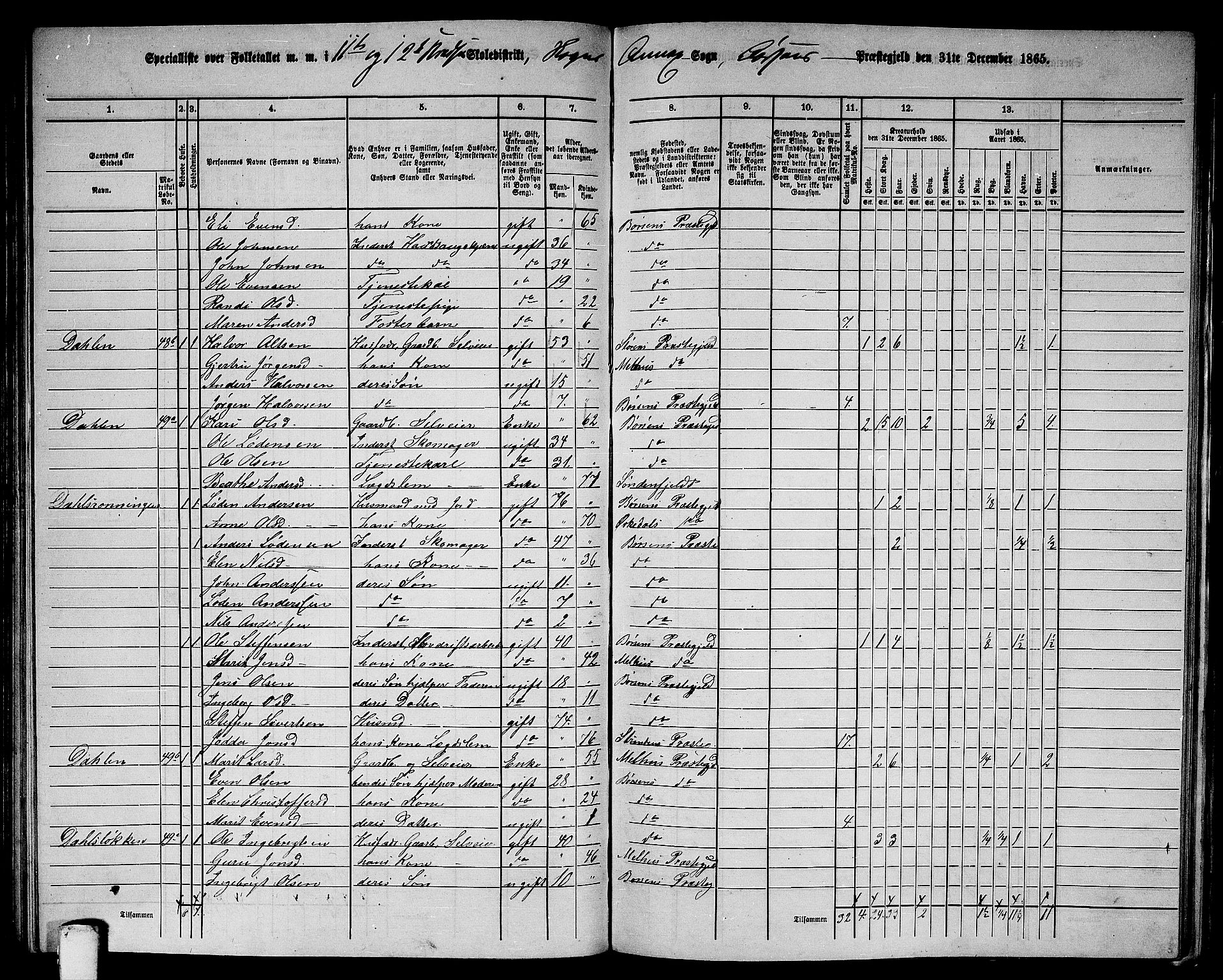 RA, 1865 census for Børsa, 1865, p. 121