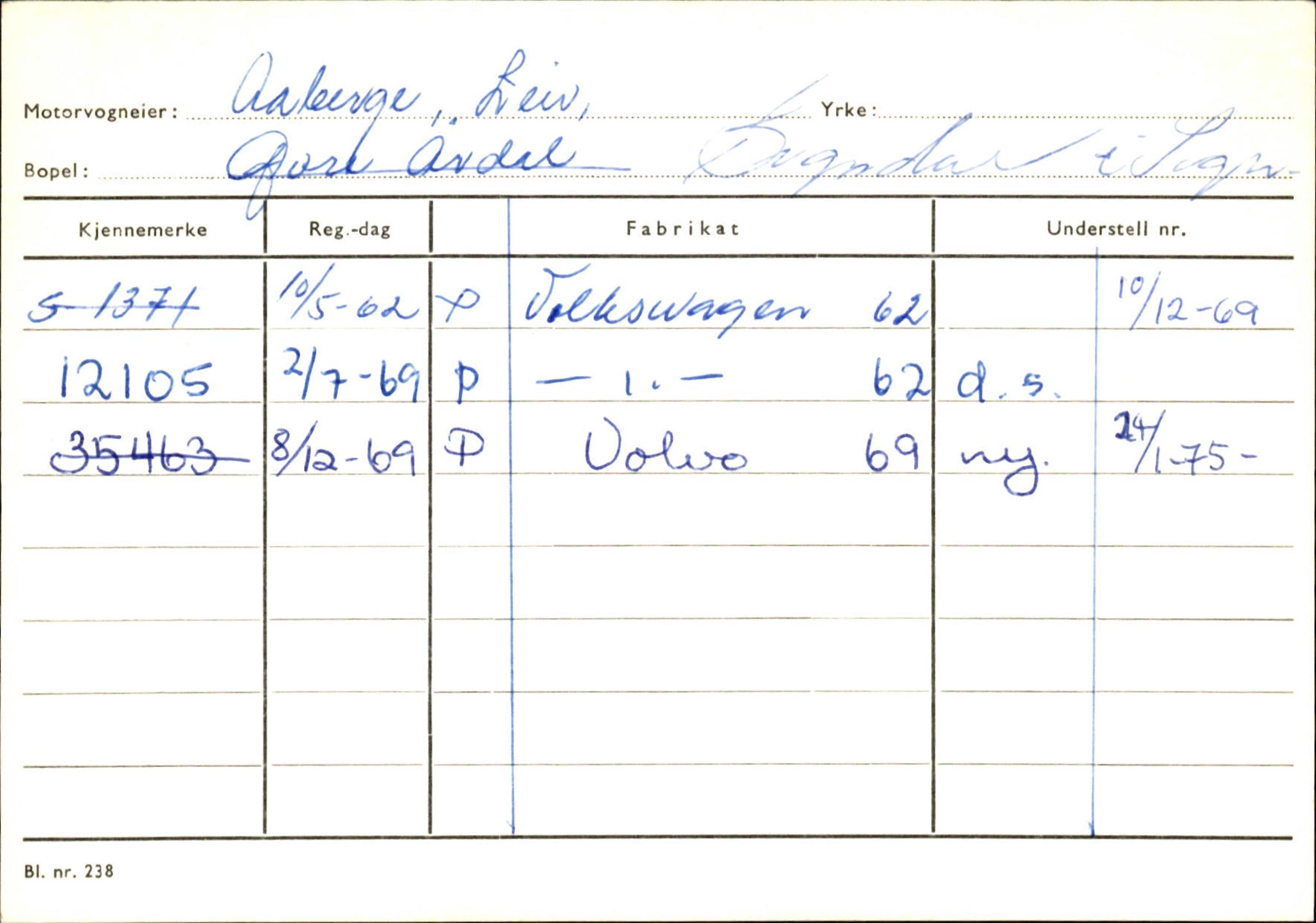 Statens vegvesen, Sogn og Fjordane vegkontor, AV/SAB-A-5301/4/F/L0125: Eigarregister Sogndal V-Å. Aurland A-Å. Fjaler A-N, 1945-1975, p. 323