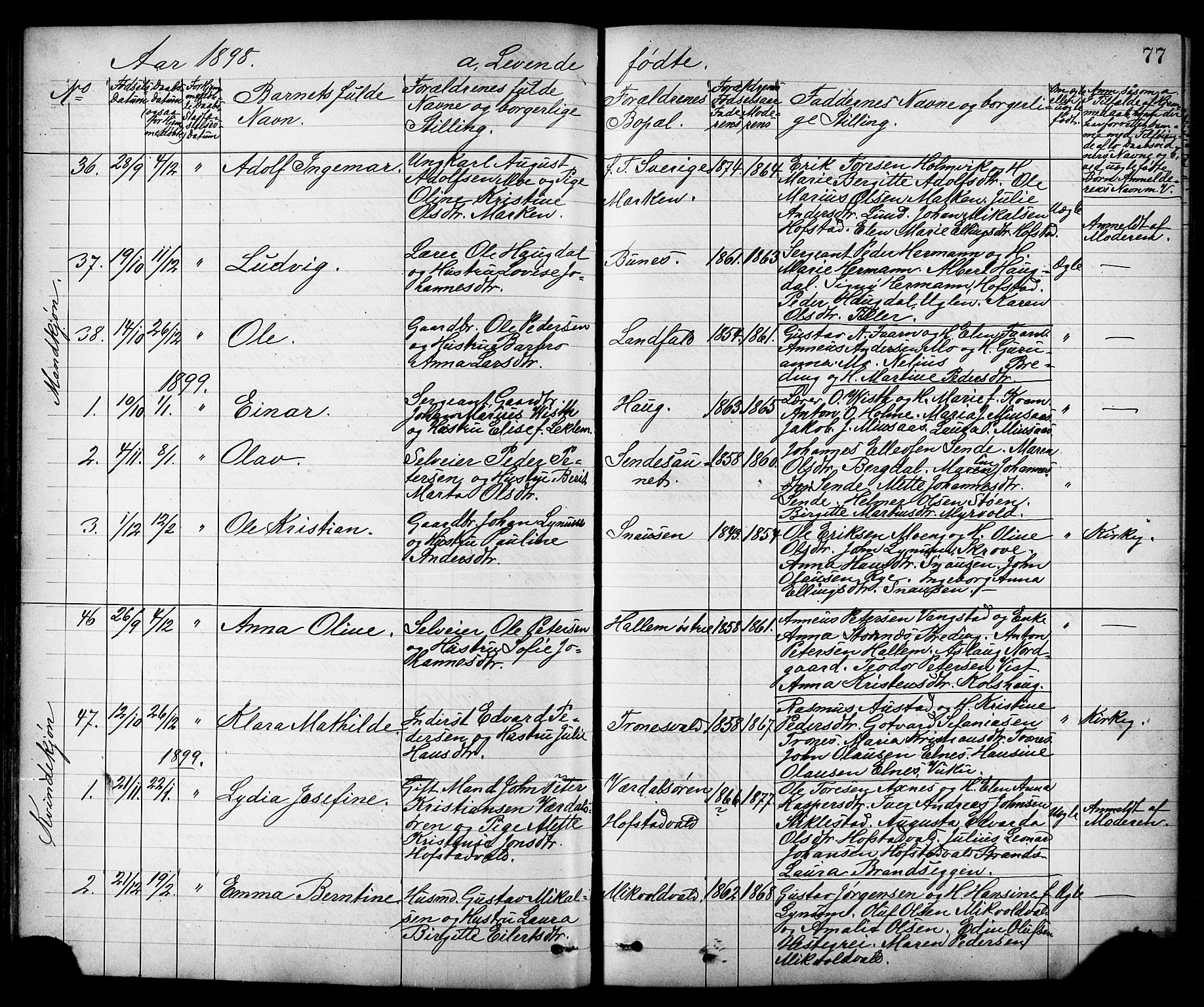 Ministerialprotokoller, klokkerbøker og fødselsregistre - Nord-Trøndelag, SAT/A-1458/723/L0257: Parish register (copy) no. 723C05, 1890-1907, p. 77