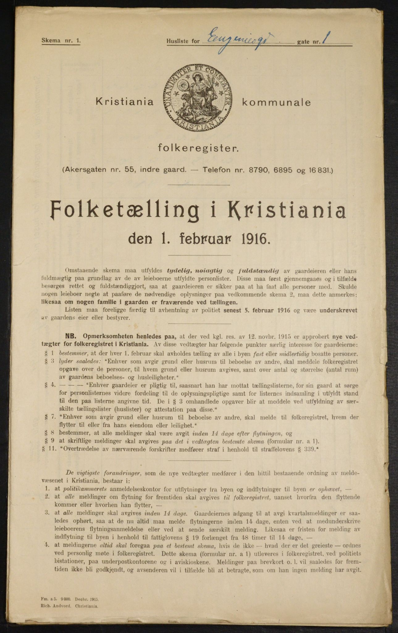 OBA, Municipal Census 1916 for Kristiania, 1916, p. 22997