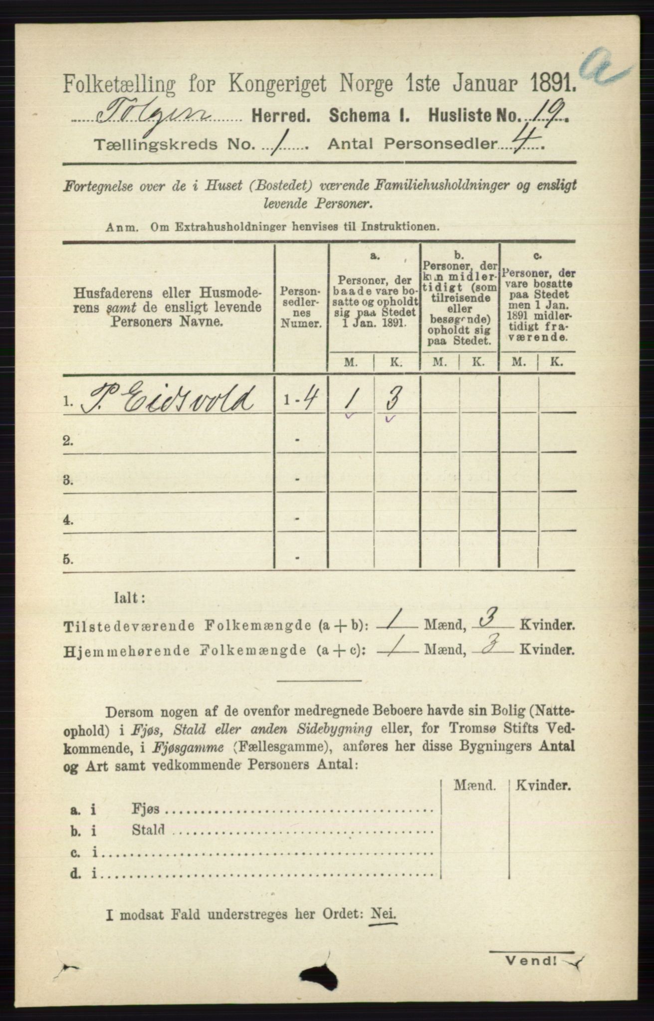 RA, 1891 census for 0436 Tolga, 1891, p. 64