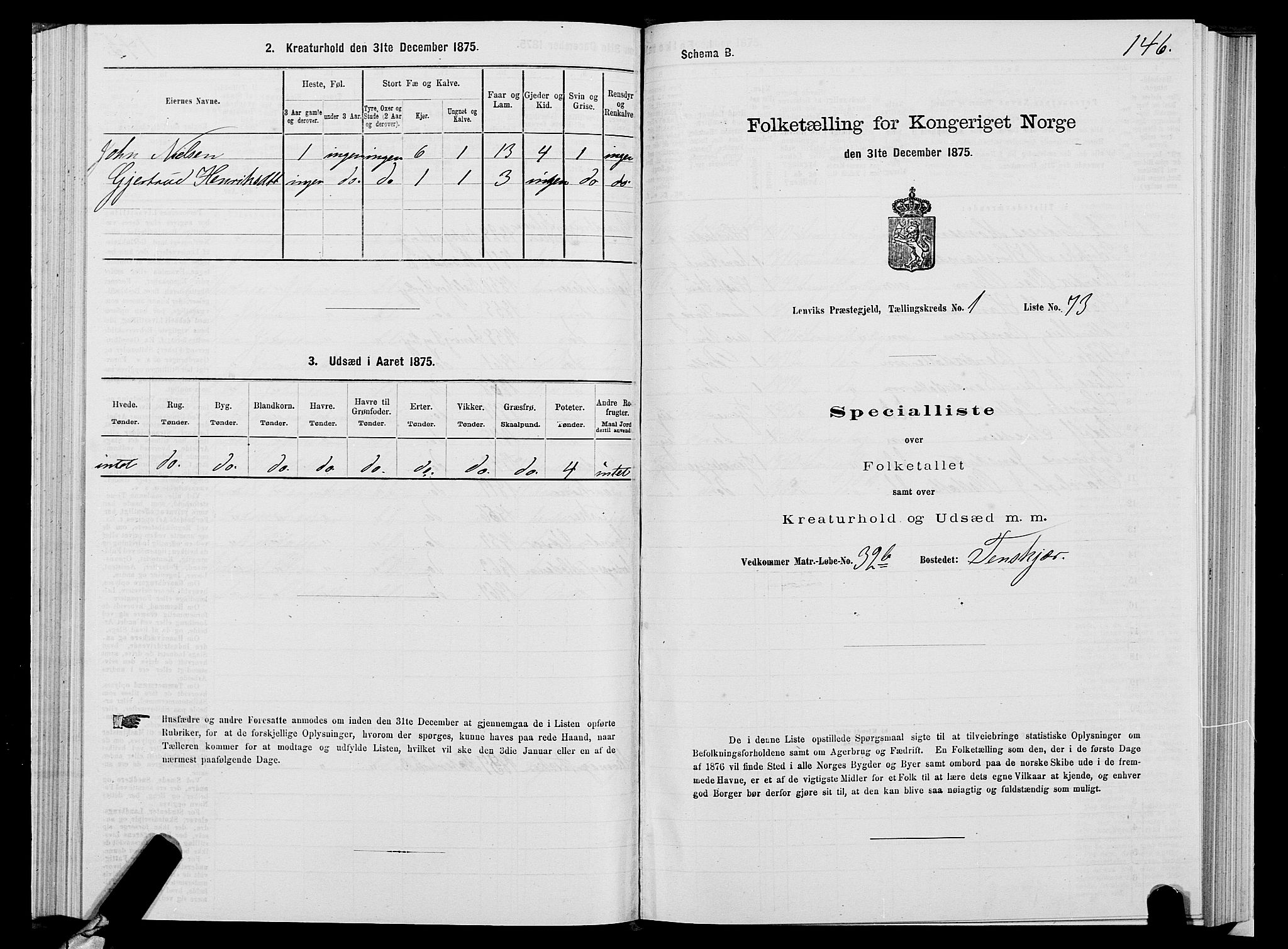 SATØ, 1875 census for 1931P Lenvik, 1875, p. 1146