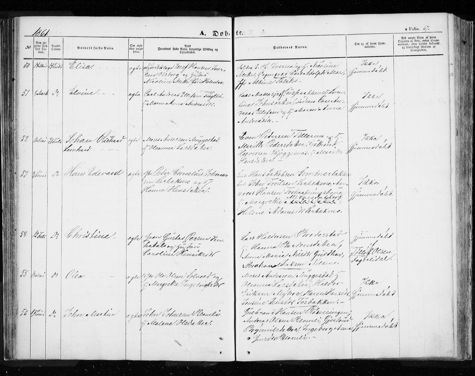 Målselv sokneprestembete, AV/SATØ-S-1311/G/Ga/Gaa/L0003kirke: Parish register (official) no. 3, 1853-1863, p. 67