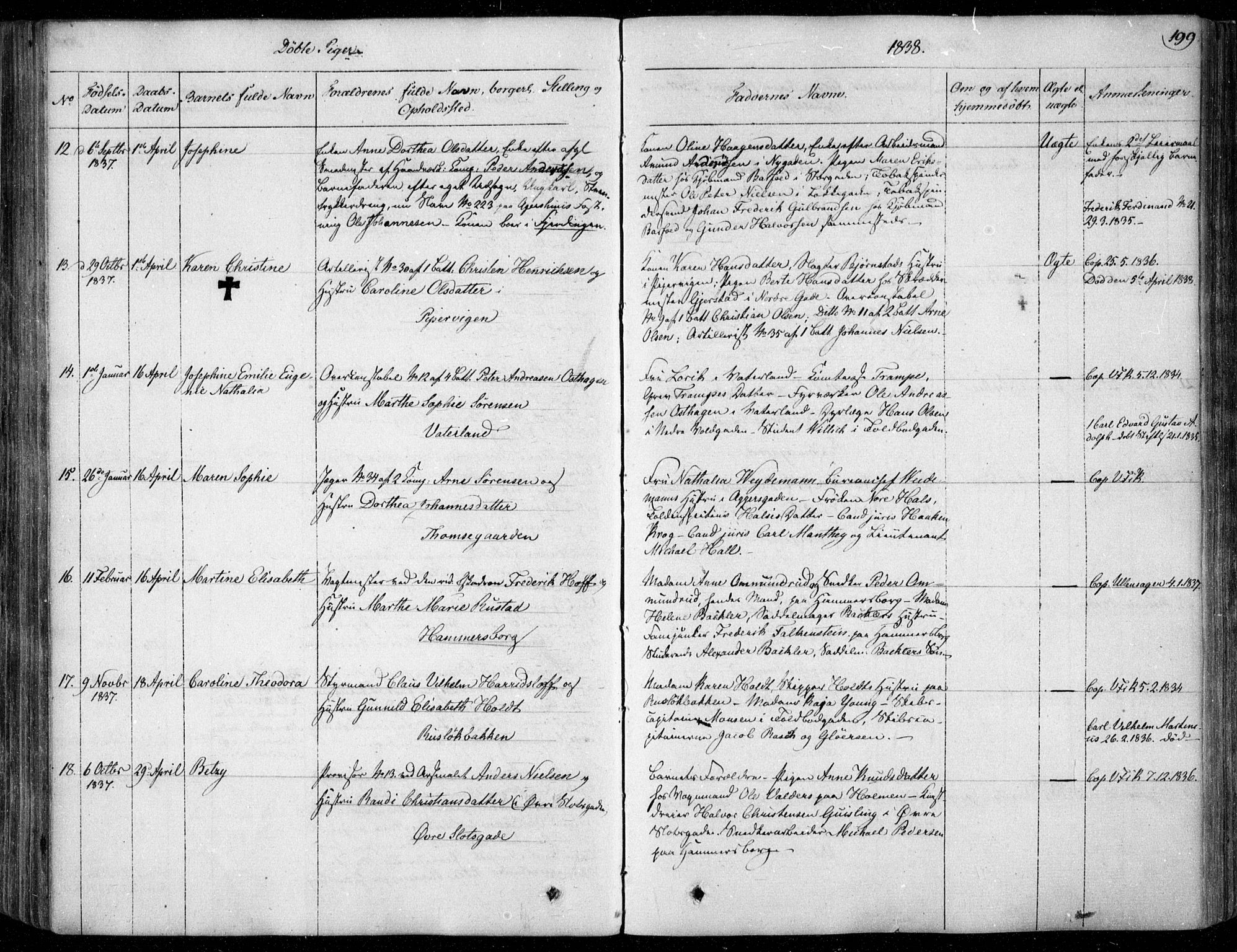 Garnisonsmenigheten Kirkebøker, AV/SAO-A-10846/F/Fa/L0006: Parish register (official) no. 6, 1828-1841, p. 199