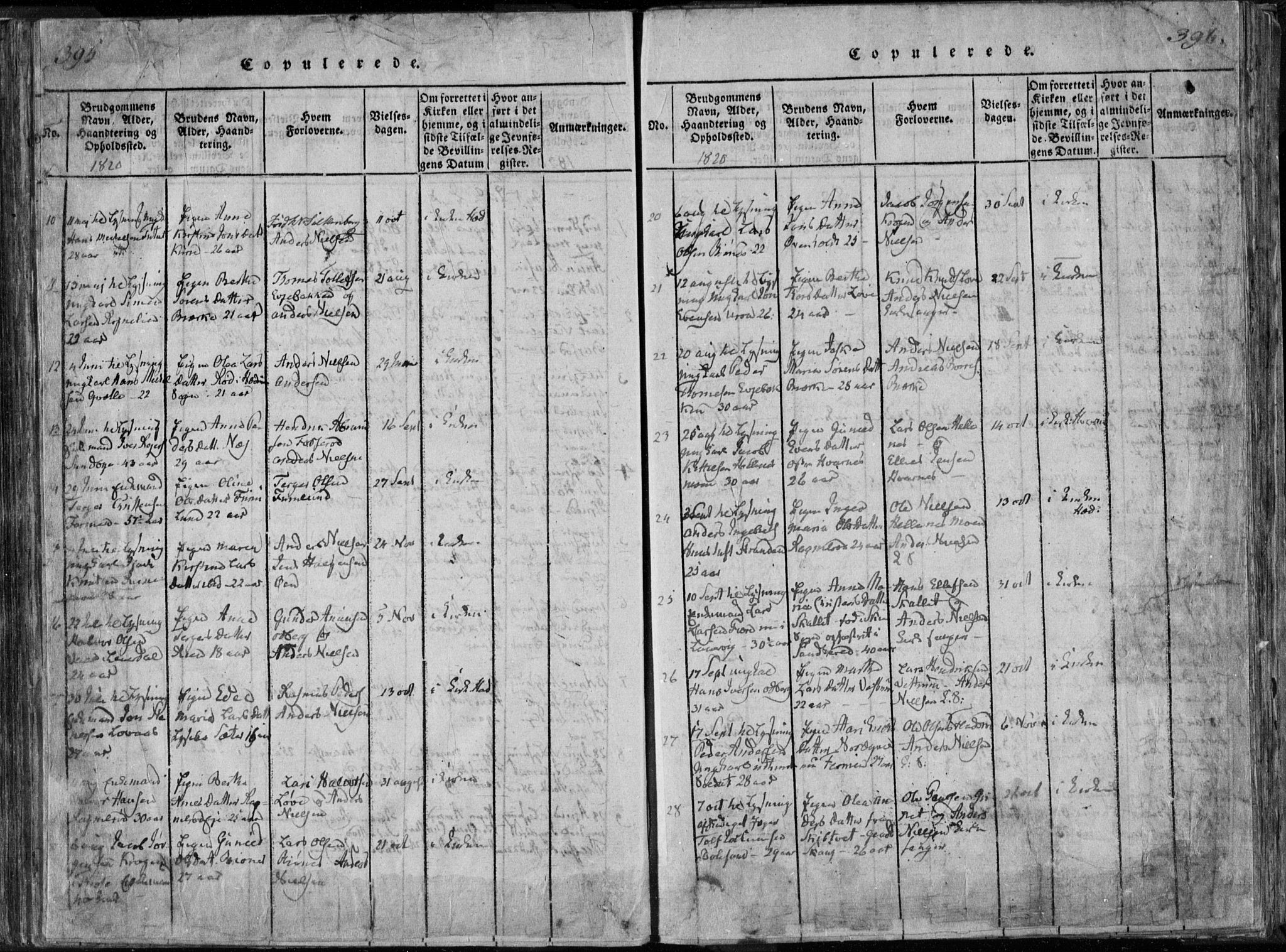 Hedrum kirkebøker, SAKO/A-344/F/Fa/L0004: Parish register (official) no. I 4, 1817-1835, p. 395-396