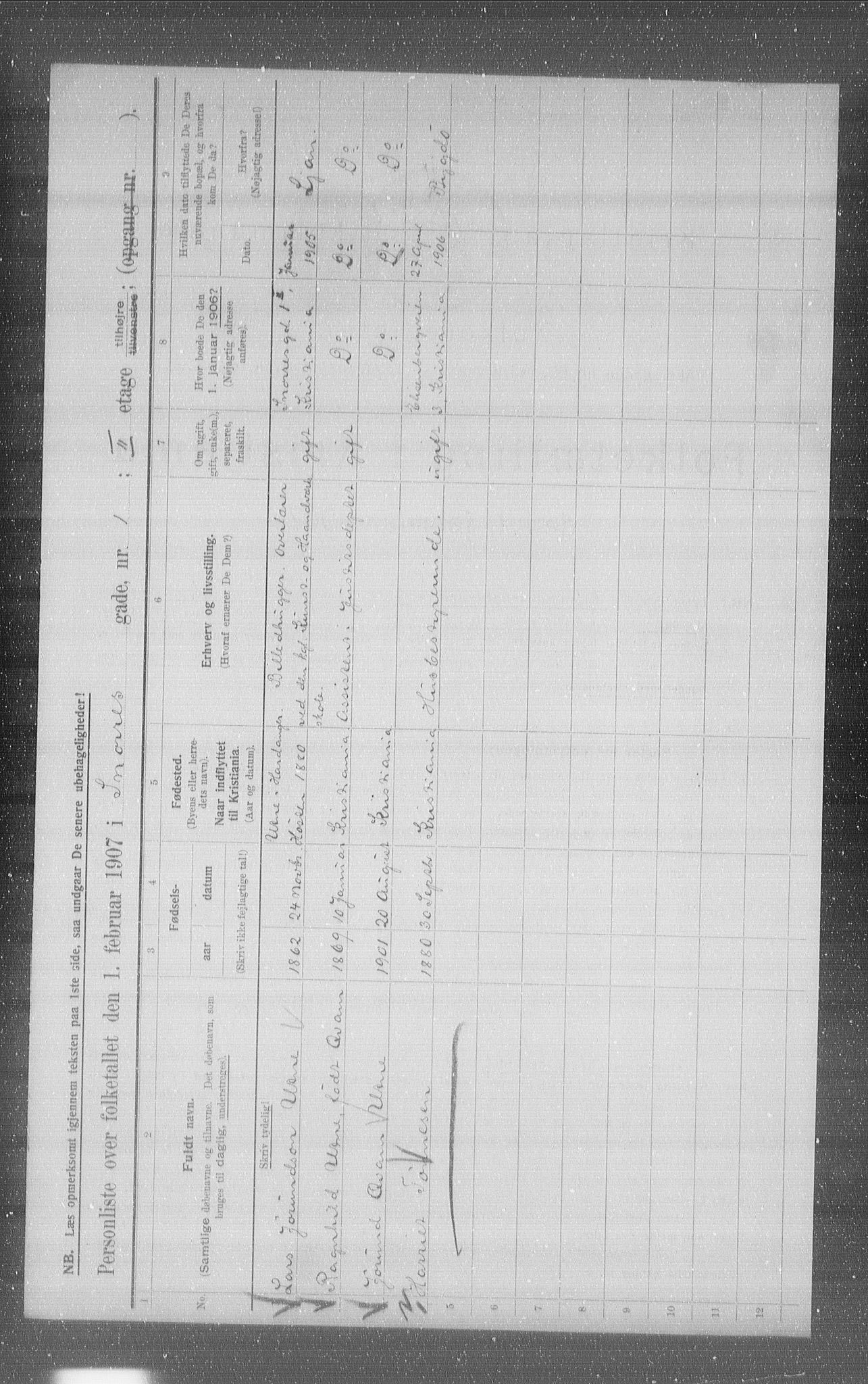 OBA, Municipal Census 1907 for Kristiania, 1907, p. 50074