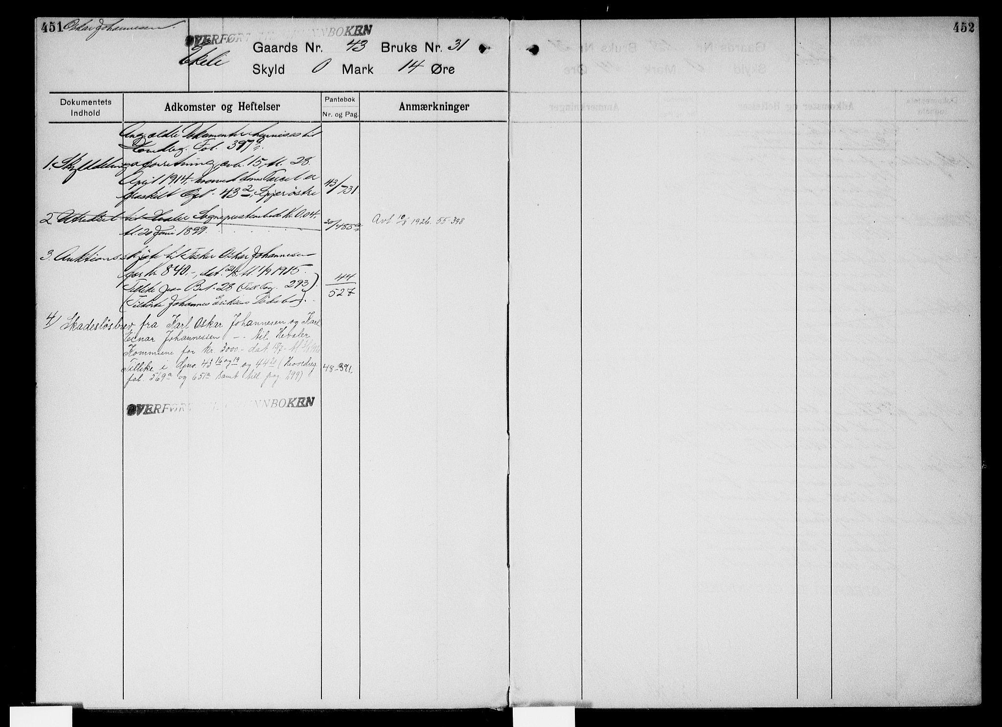 Onsøy sorenskriveri, SAO/A-10474/G/Gb/Gbc/L0003: Mortgage register no. III 3, 1913, p. 451-452