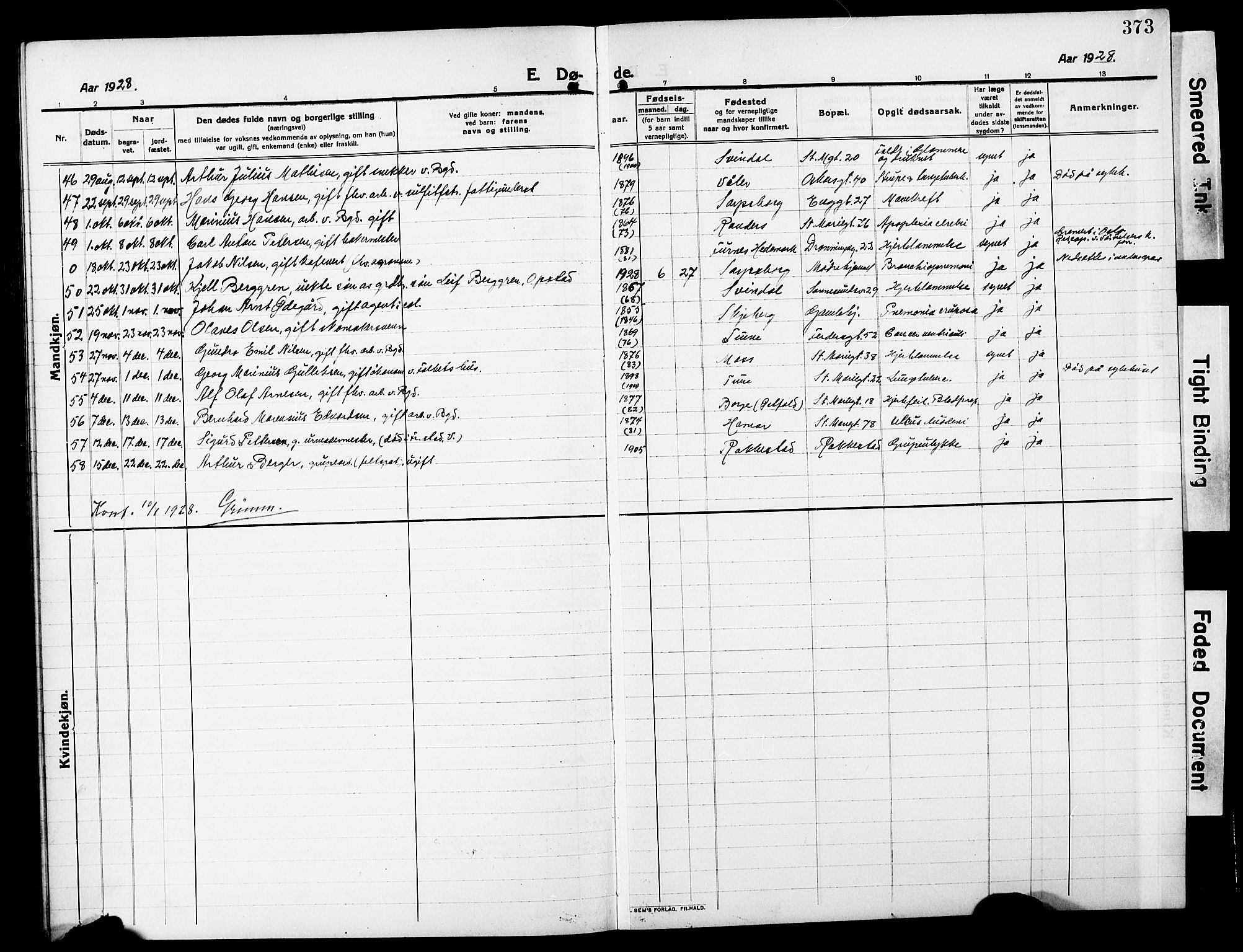 Sarpsborg prestekontor Kirkebøker, AV/SAO-A-2006/G/Ga/L0002: Parish register (copy) no. 2, 1912-1931, p. 373