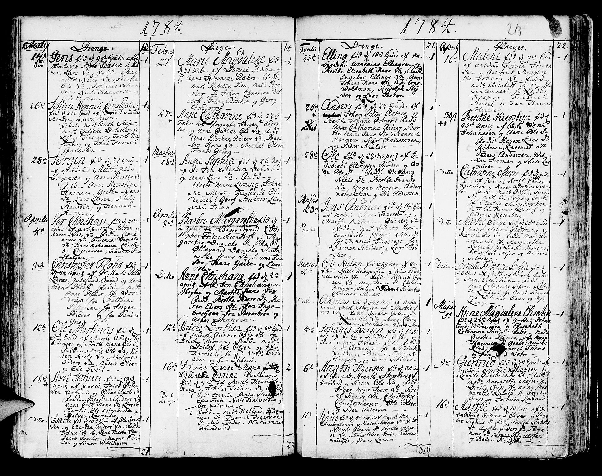 Korskirken sokneprestembete, SAB/A-76101/H/Haa/L0005: Parish register (official) no. A 5, 1751-1789, p. 213