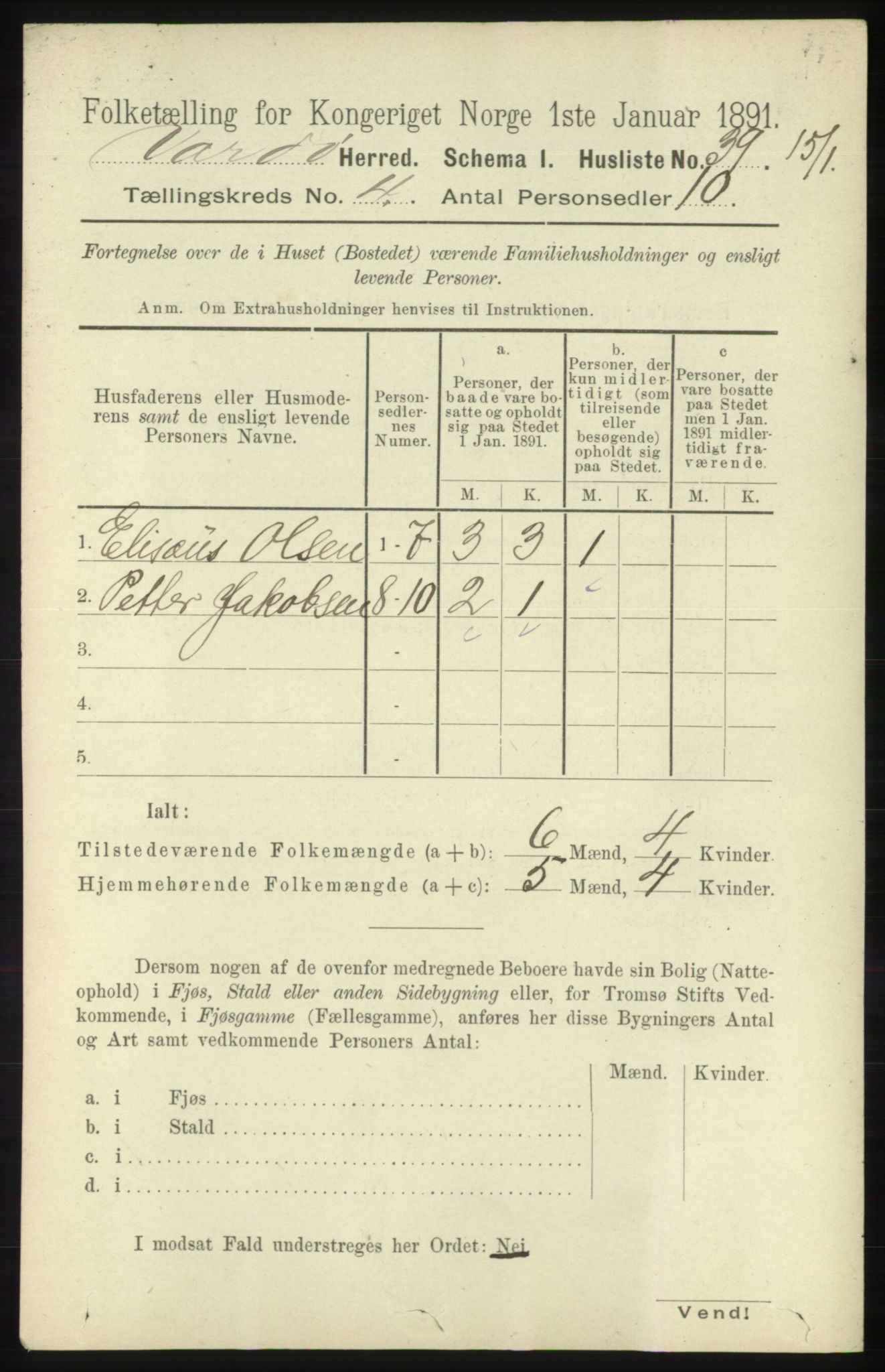 RA, 1891 census for 2028 Vardø, 1891, p. 1093