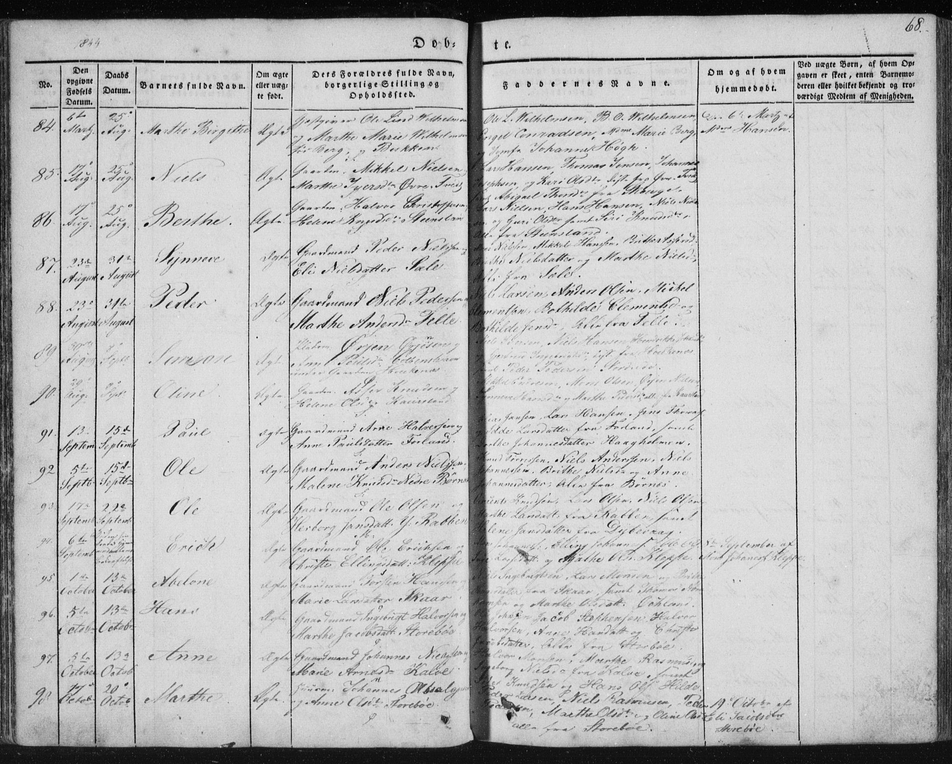 Sund sokneprestembete, AV/SAB-A-99930: Parish register (official) no. A 13, 1835-1849, p. 68