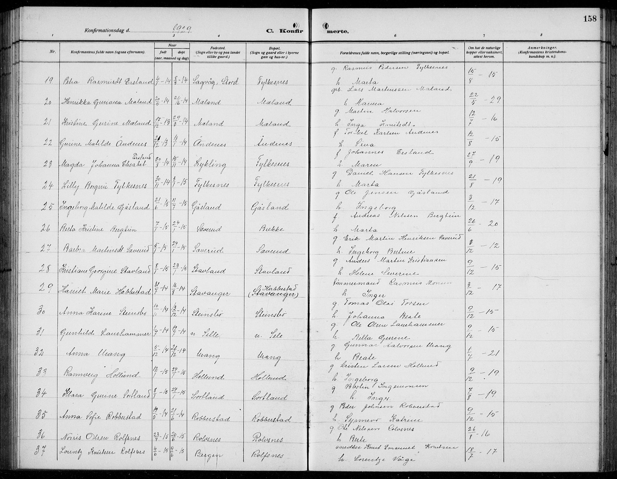 Finnås sokneprestembete, AV/SAB-A-99925/H/Ha/Hab/Habb/L0006: Parish register (copy) no. B 6, 1920-1936, p. 158