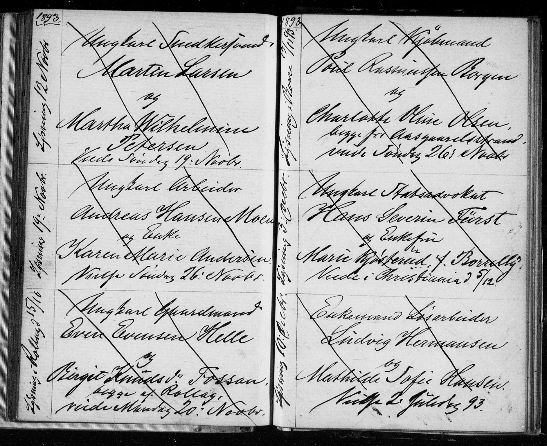 Bragernes kirkebøker, AV/SAKO-A-6/H/Ha/L0006: Banns register no. 6, 1873-1896