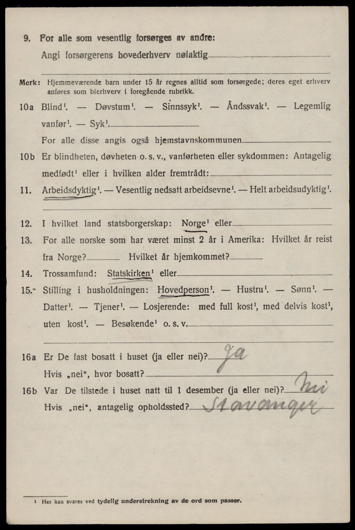 SAST, 1920 census for Finnøy, 1920, p. 2463