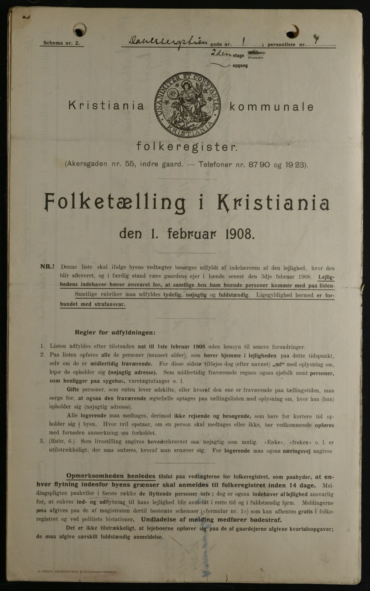 OBA, Municipal Census 1908 for Kristiania, 1908, p. 13114