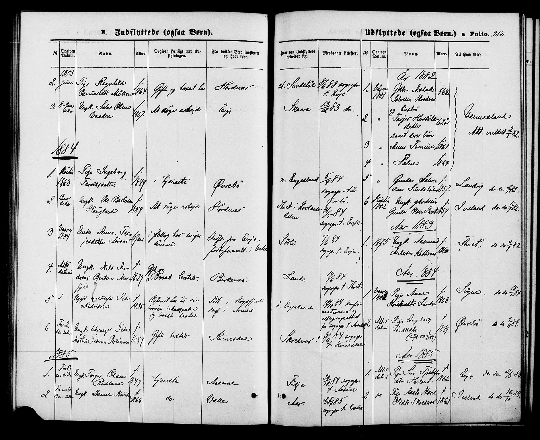 Herefoss sokneprestkontor, SAK/1111-0019/F/Fa/Fab/L0003: Parish register (official) no. A 3, 1875-1886, p. 212