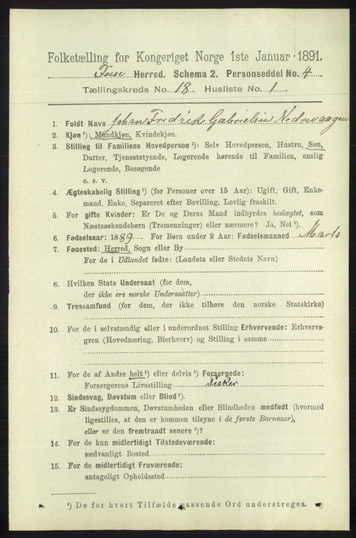 RA, 1891 census for 1241 Fusa, 1891, p. 4116