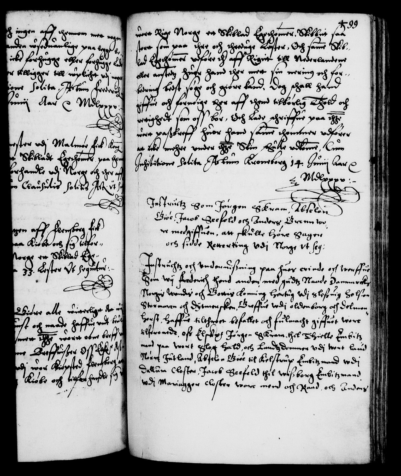 Danske Kanselli 1572-1799, RA/EA-3023/F/Fc/Fca/Fcaa/L0001: Norske registre (mikrofilm), 1572-1588, p. 499a