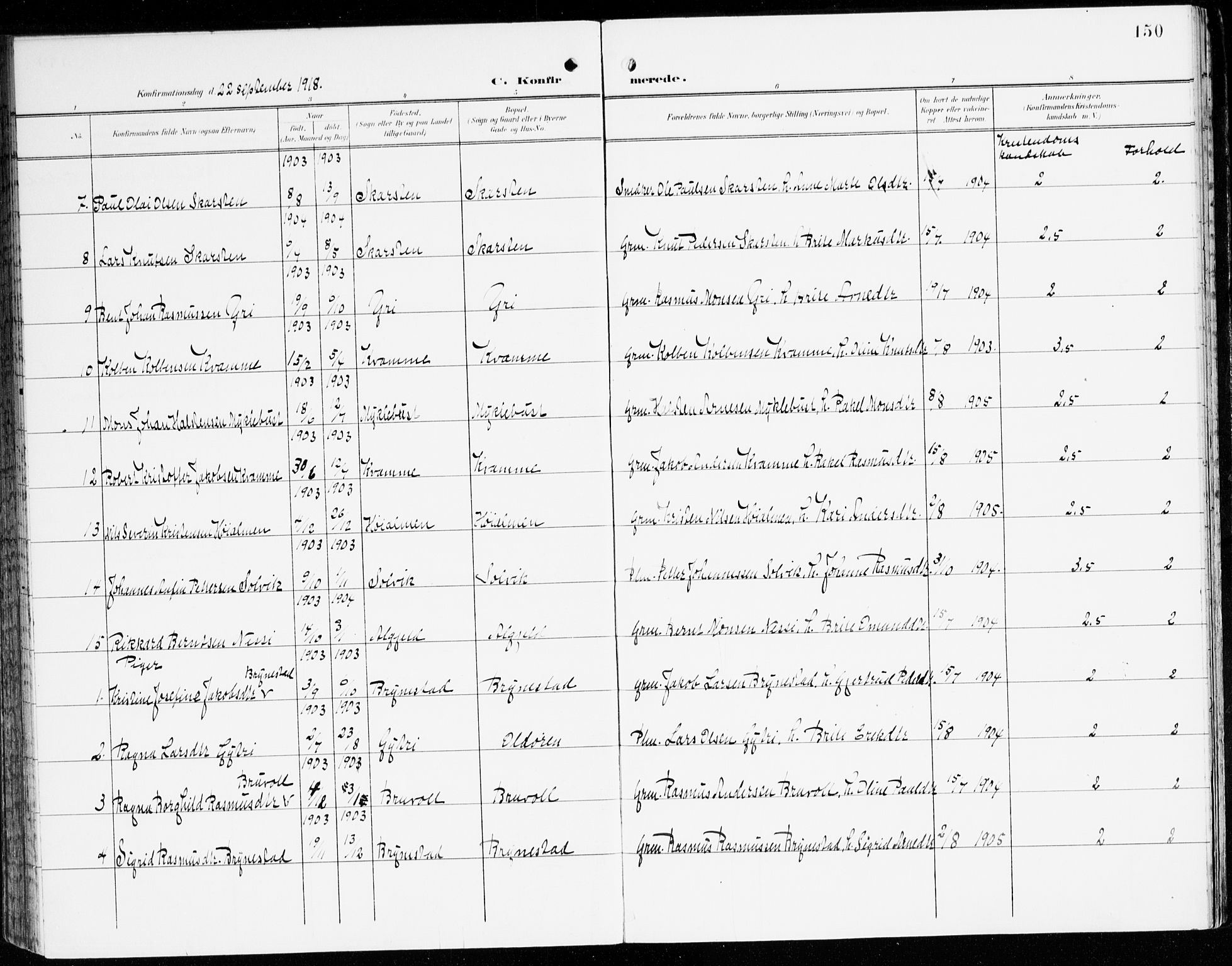 Innvik sokneprestembete, AV/SAB-A-80501: Parish register (official) no. C 2, 1900-1920, p. 150