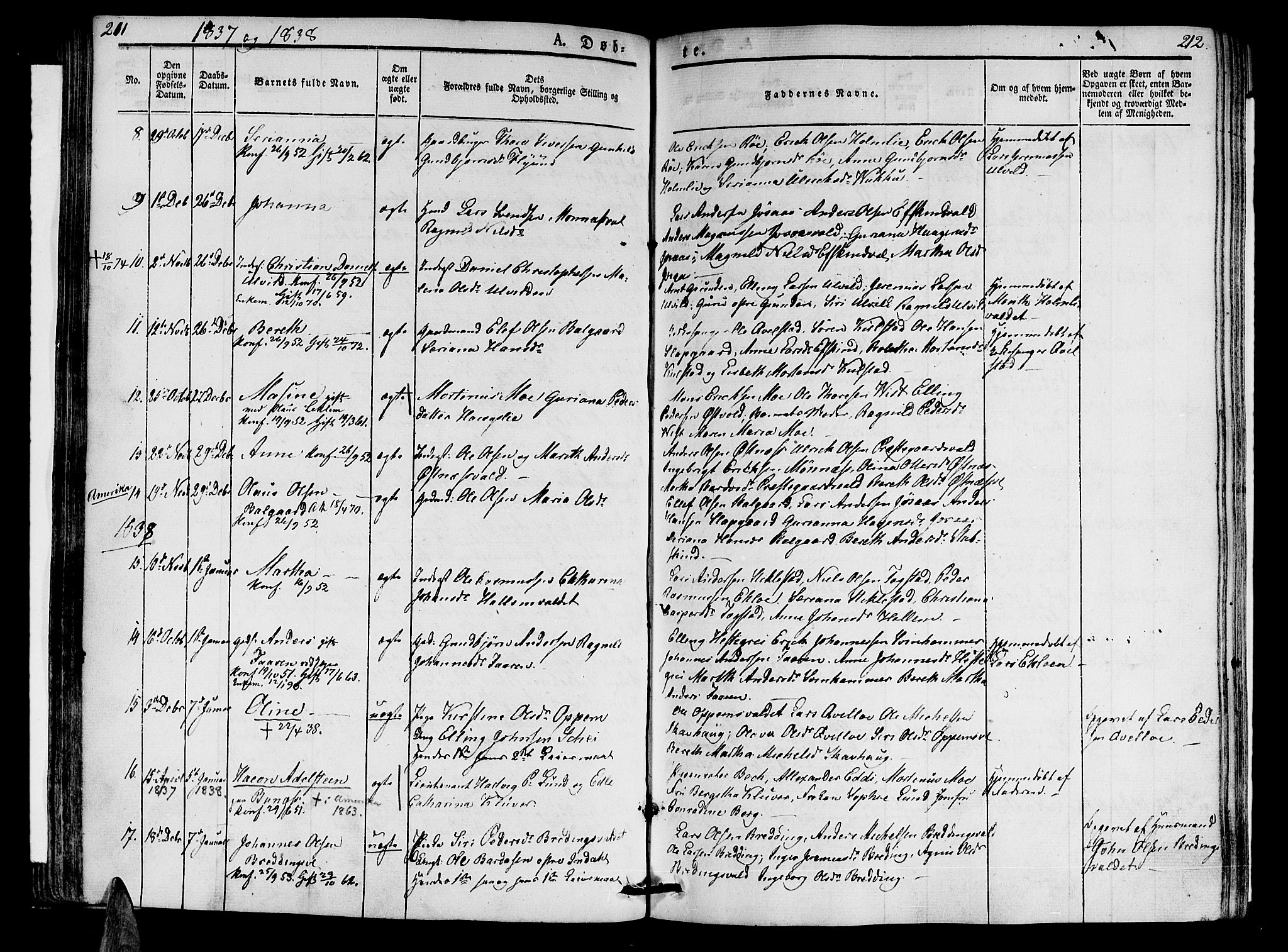 Ministerialprotokoller, klokkerbøker og fødselsregistre - Nord-Trøndelag, AV/SAT-A-1458/723/L0238: Parish register (official) no. 723A07, 1831-1840, p. 211-212