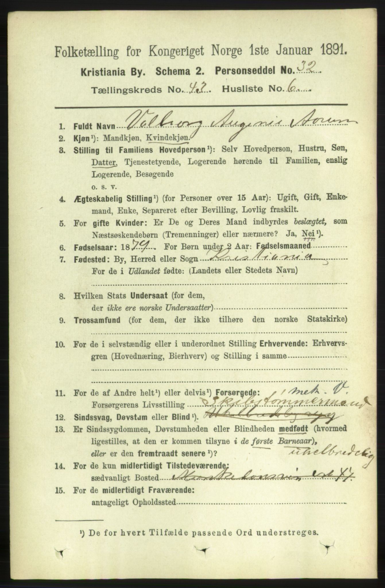 RA, 1891 census for 0301 Kristiania, 1891, p. 25728