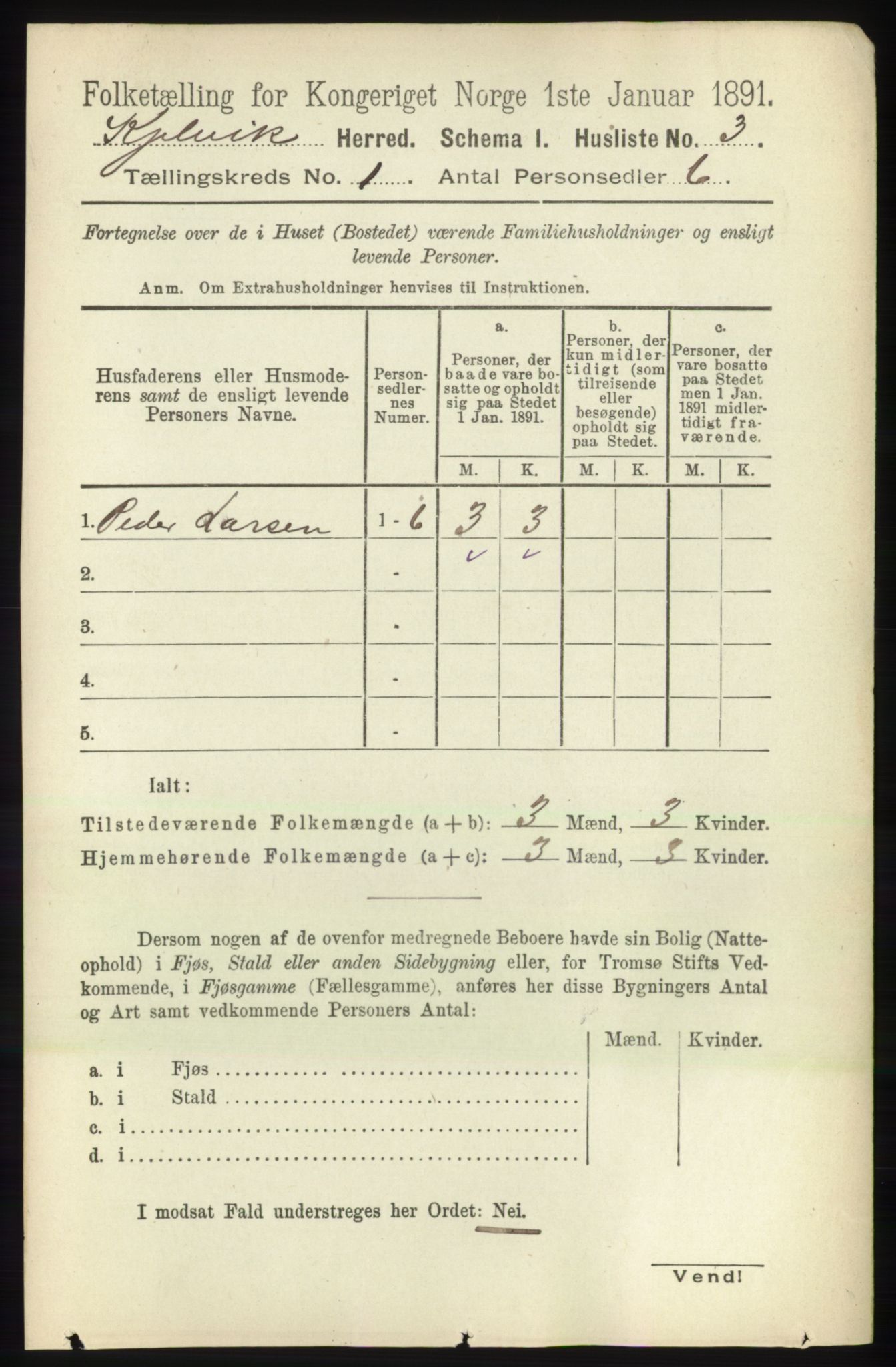 RA, 1891 census for 2019 Kjelvik, 1891, p. 28