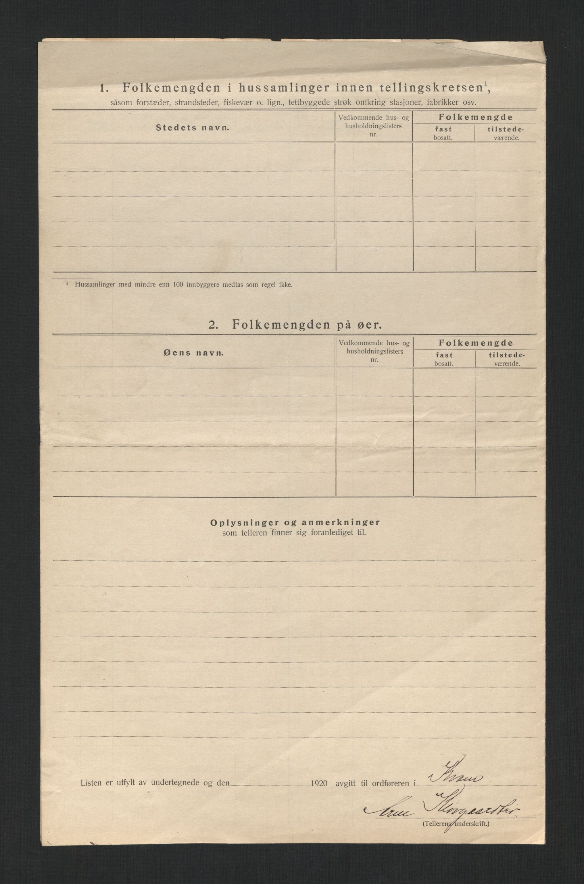 SAT, 1920 census for Kvam, 1920, p. 36