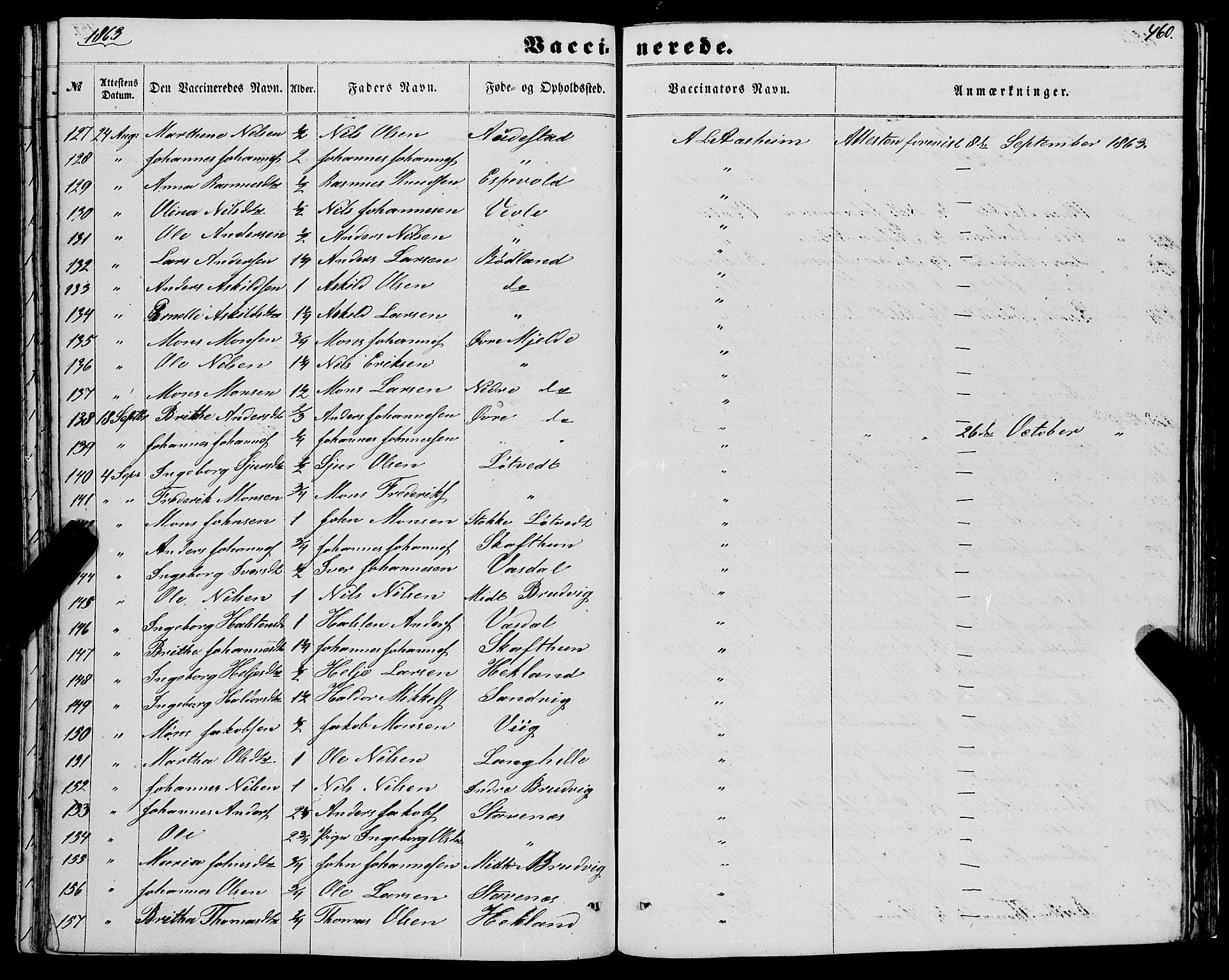 Haus sokneprestembete, AV/SAB-A-75601/H/Haa: Parish register (official) no. A 17, 1858-1870, p. 460