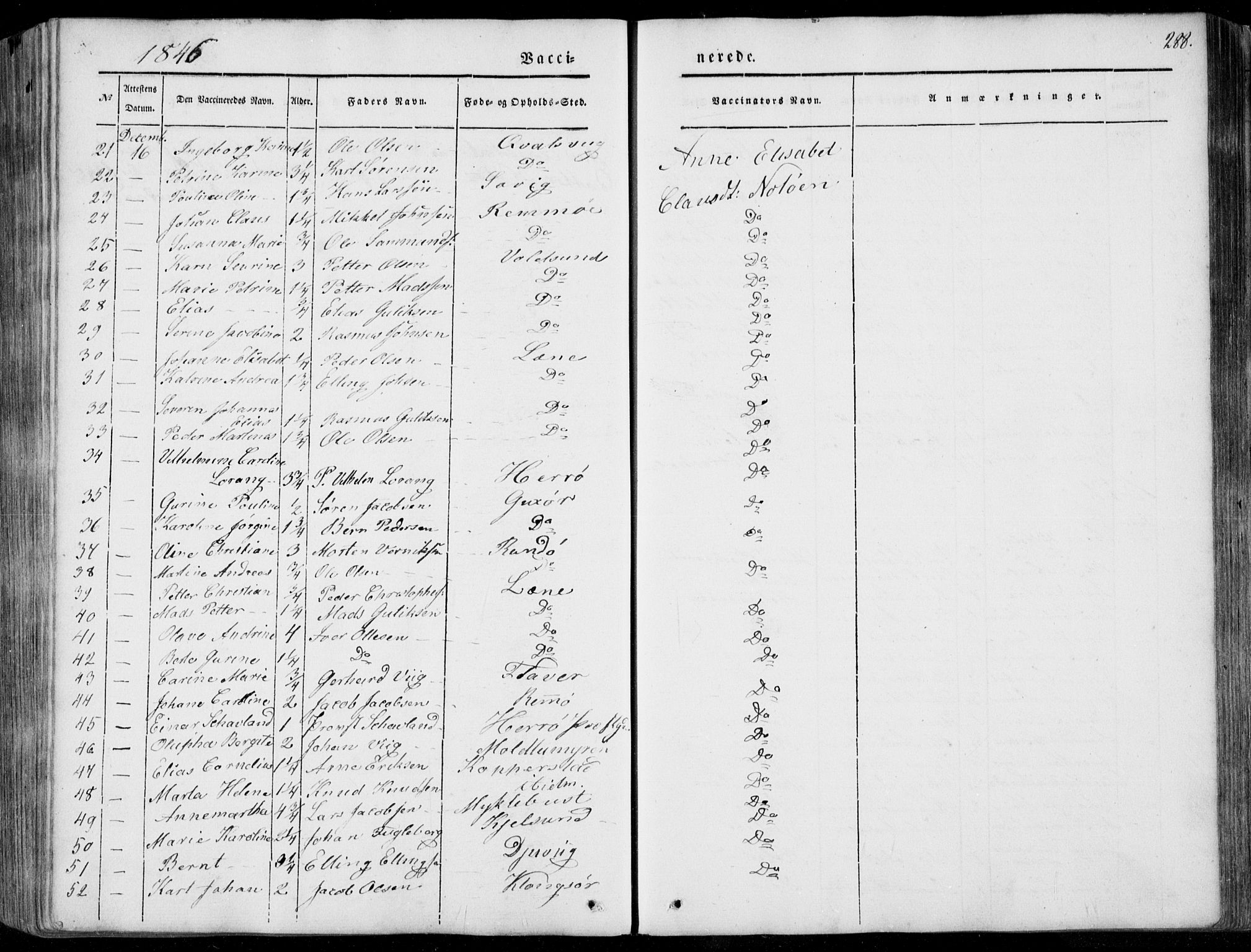 Ministerialprotokoller, klokkerbøker og fødselsregistre - Møre og Romsdal, AV/SAT-A-1454/507/L0070: Parish register (official) no. 507A05, 1842-1873, p. 288