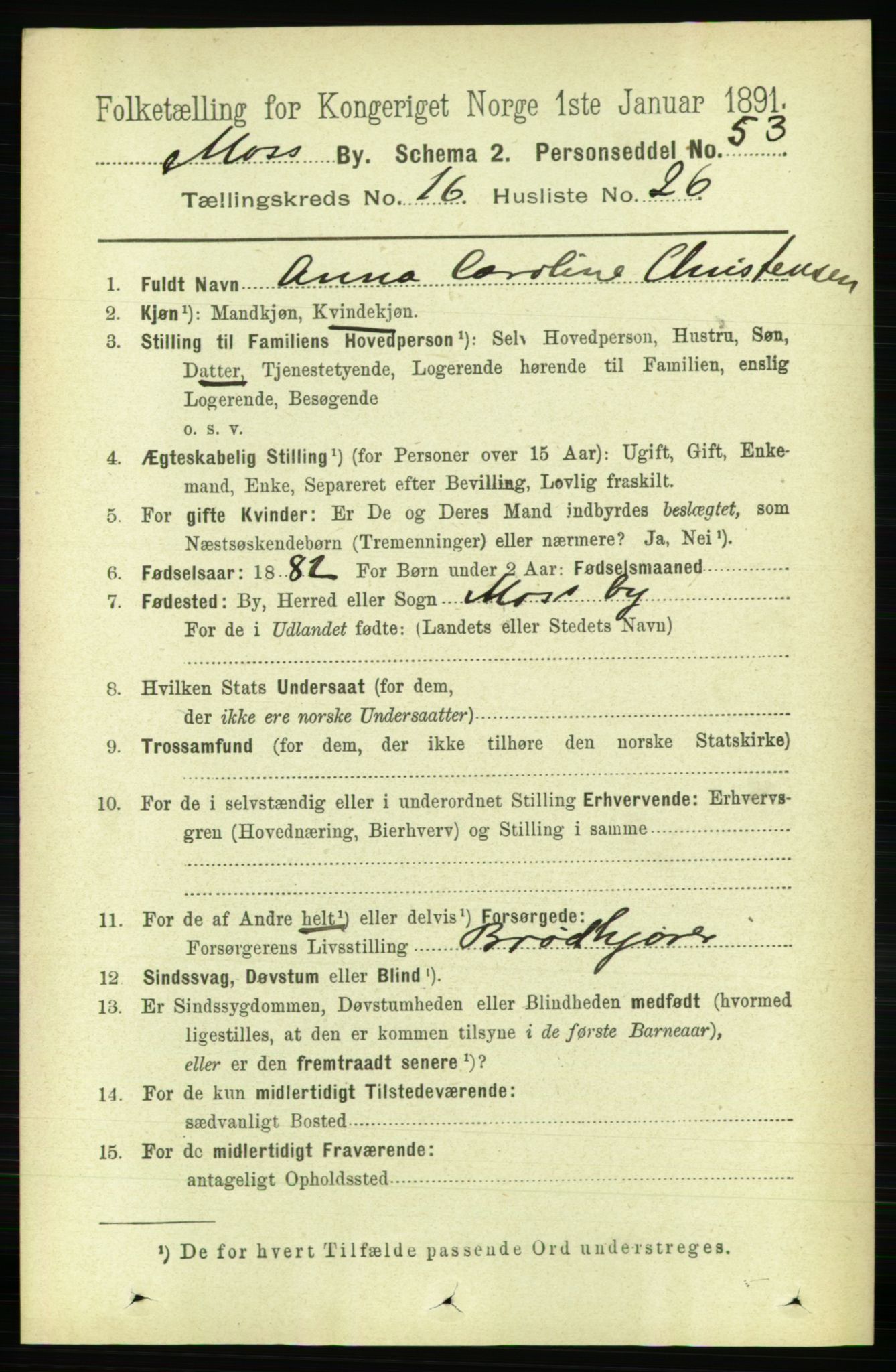 RA, 1891 census for 0104 Moss, 1891, p. 7818