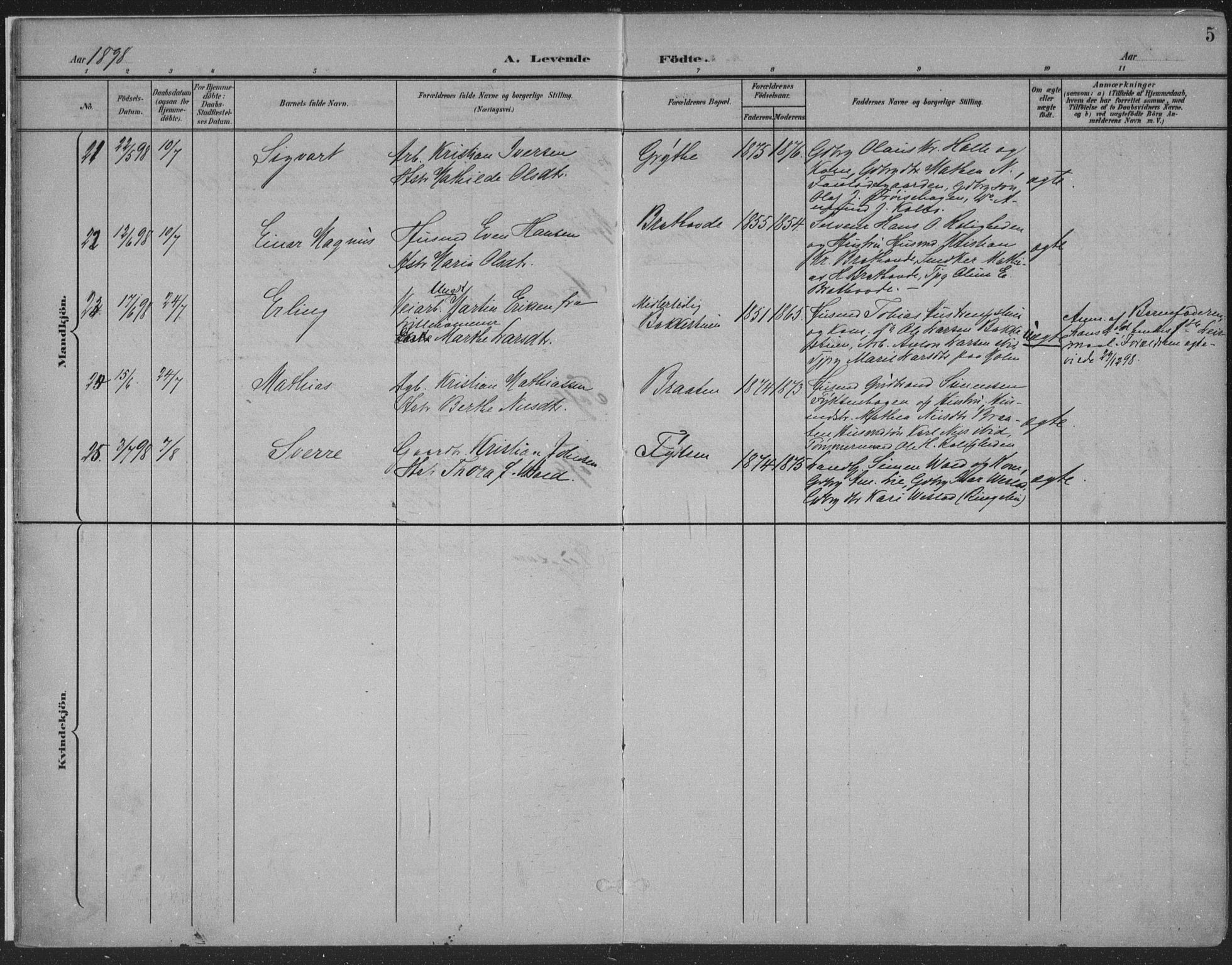 Østre Gausdal prestekontor, AV/SAH-PREST-092/H/Ha/Haa/L0004: Parish register (official) no. 4, 1898-1914, p. 5