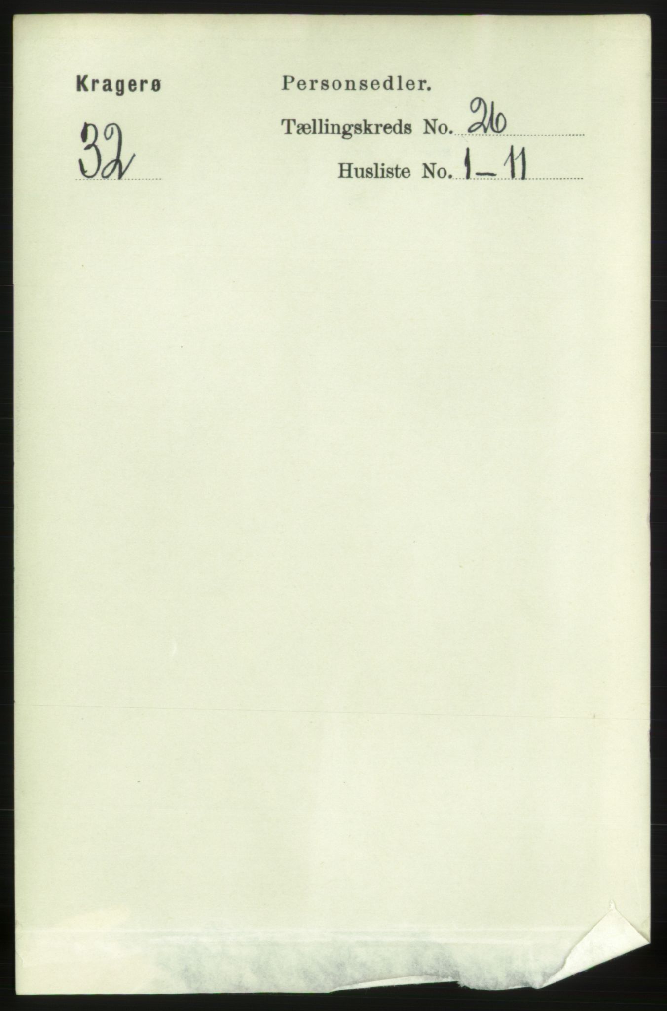 RA, 1891 census for 0801 Kragerø, 1891, p. 5215