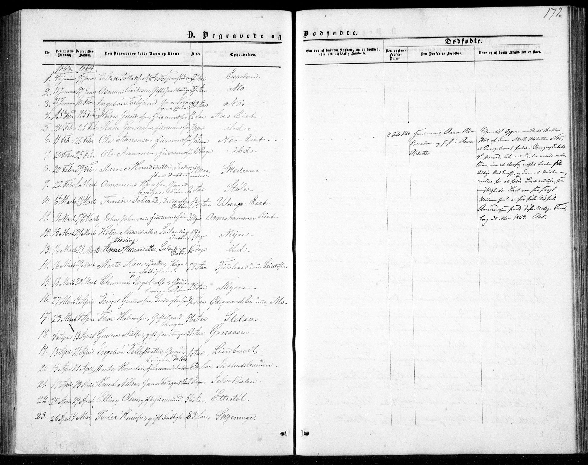 Gjerstad sokneprestkontor, AV/SAK-1111-0014/F/Fb/Fbb/L0003: Parish register (copy) no. B 3, 1862-1889, p. 172