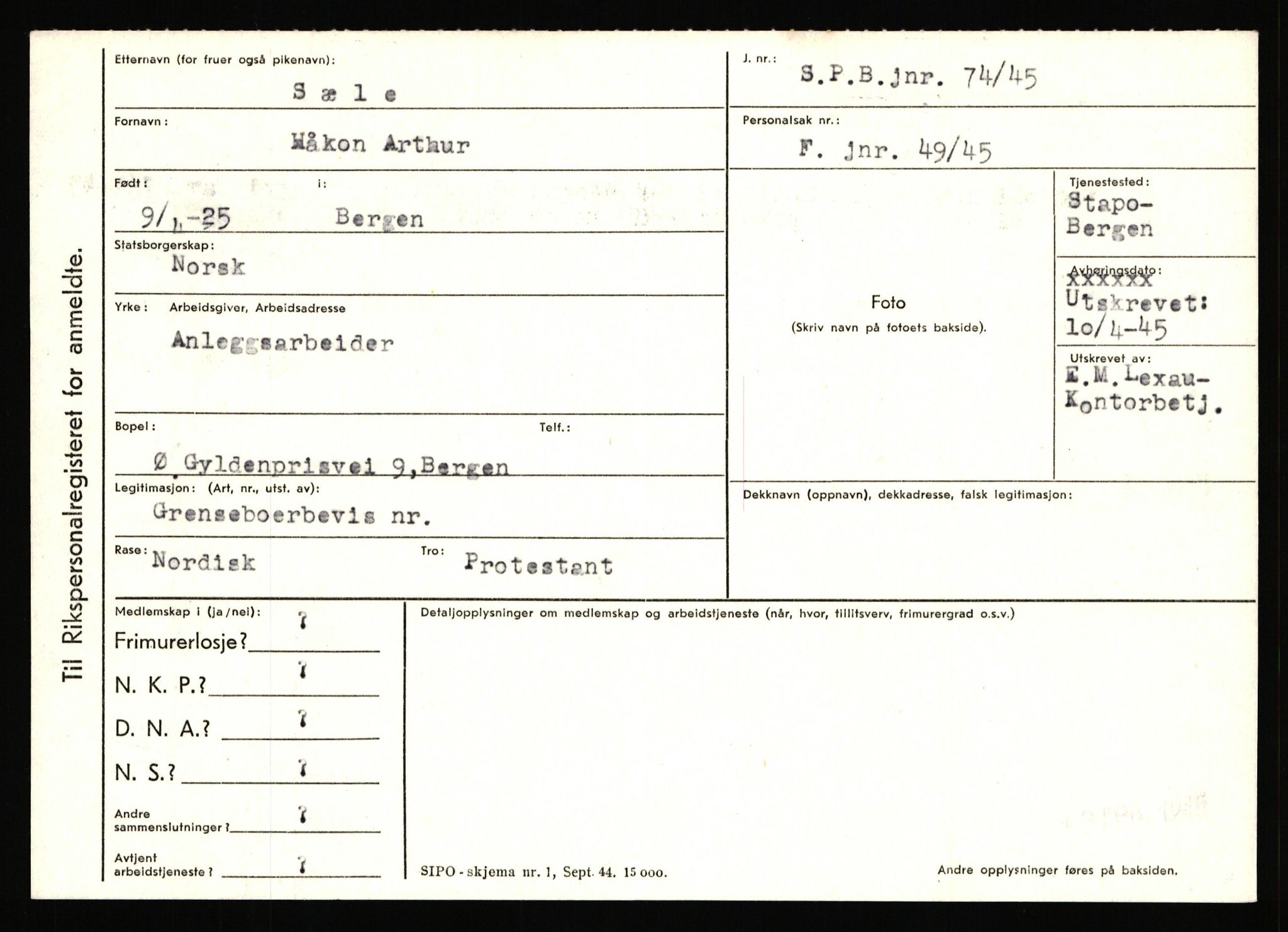 Statspolitiet - Hovedkontoret / Osloavdelingen, AV/RA-S-1329/C/Ca/L0015: Svea - Tøsse, 1943-1945, p. 925