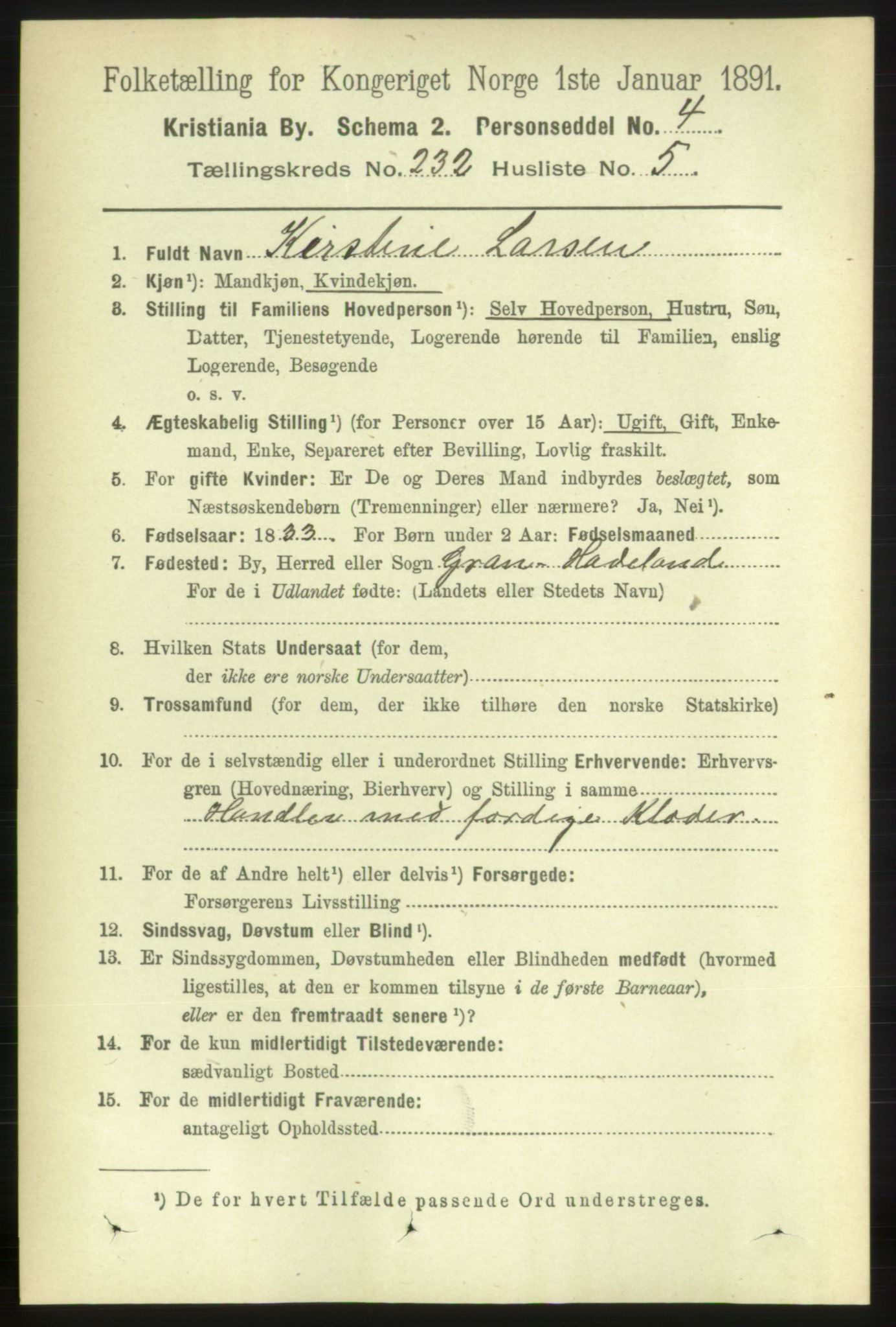 RA, 1891 census for 0301 Kristiania, 1891, p. 142955